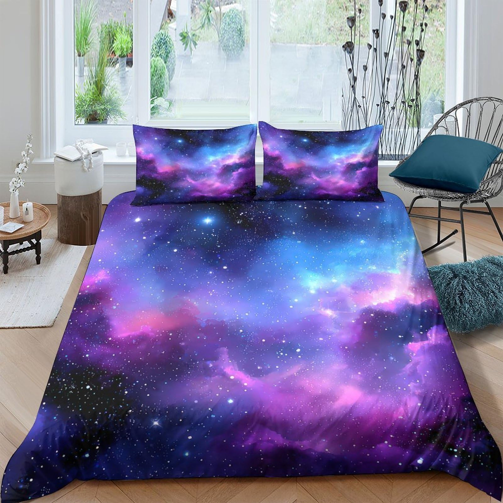 Ctjqhvkz Style-9 3D Printed Galaxy Starry Sky Fitted Sheet Microfiber Soft Breathable Cosmic Nebula Mattress Cover For Bedroom Guestroom Dorm Decor Single（135X200cm）