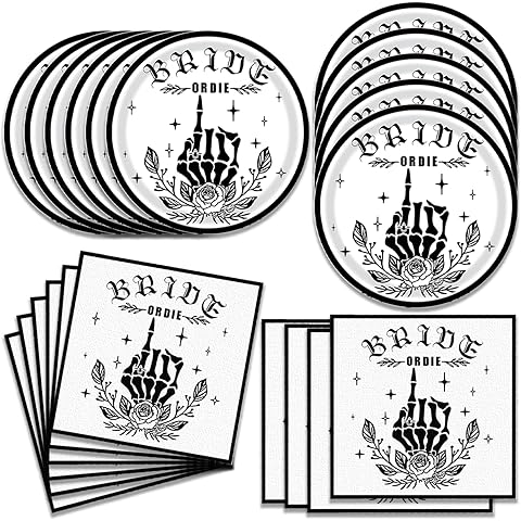 40Pcs Bachelorette Party Decorations Bride or Die Bachelorette Party Decorations for Bridal Shower Plates and Napkins Set Supplies Sever 20