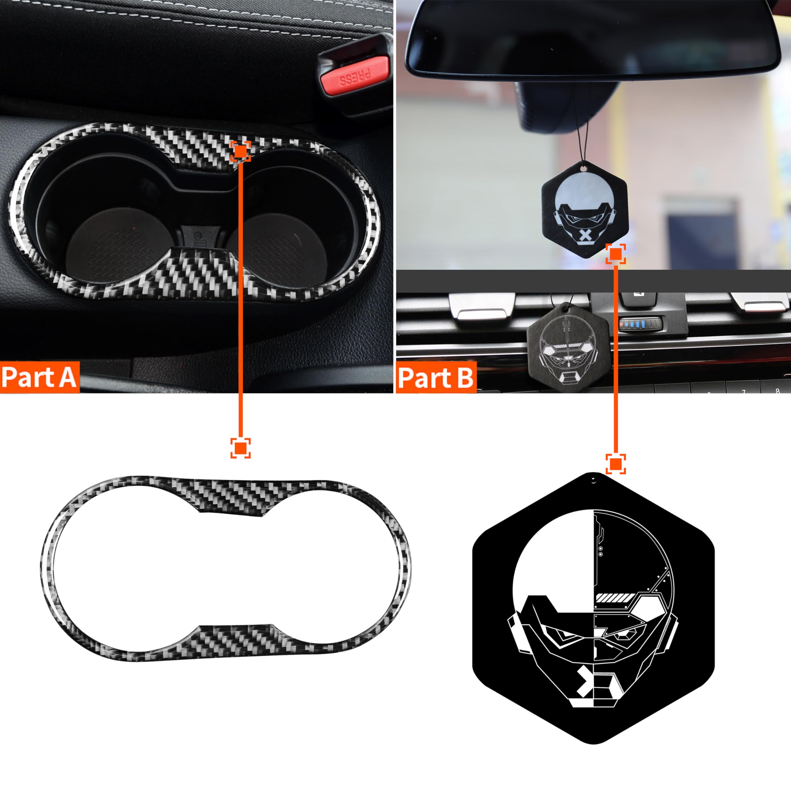 Real Premium Carbon Fiber Compatible with Wrangler 2011 2012 2013 2014 2015 2016 2017 Accessories Car Front Drain Cup Holder Cover Sticker Decal Interior Trim