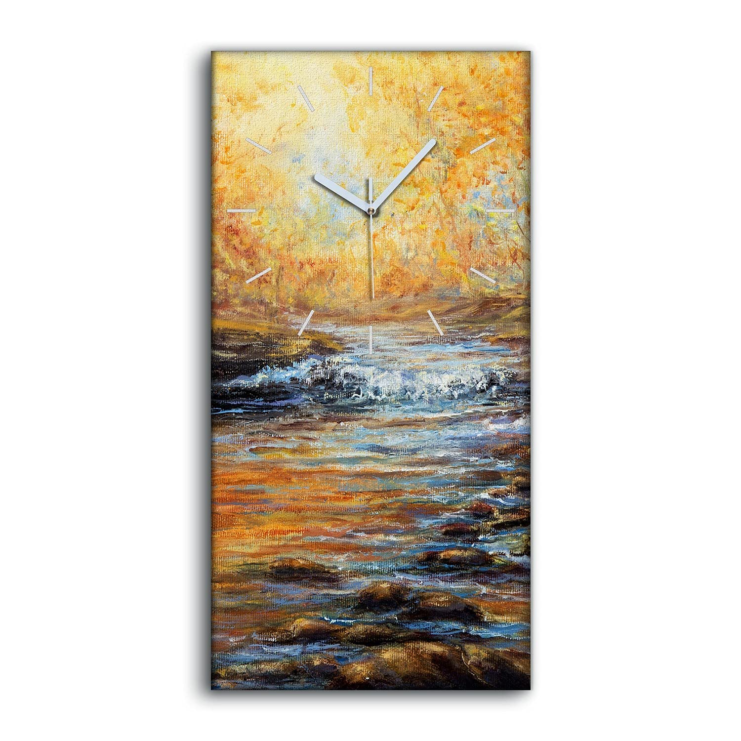 Horloge sur toile 30x60 cm automne silencieuse pour un salon zen