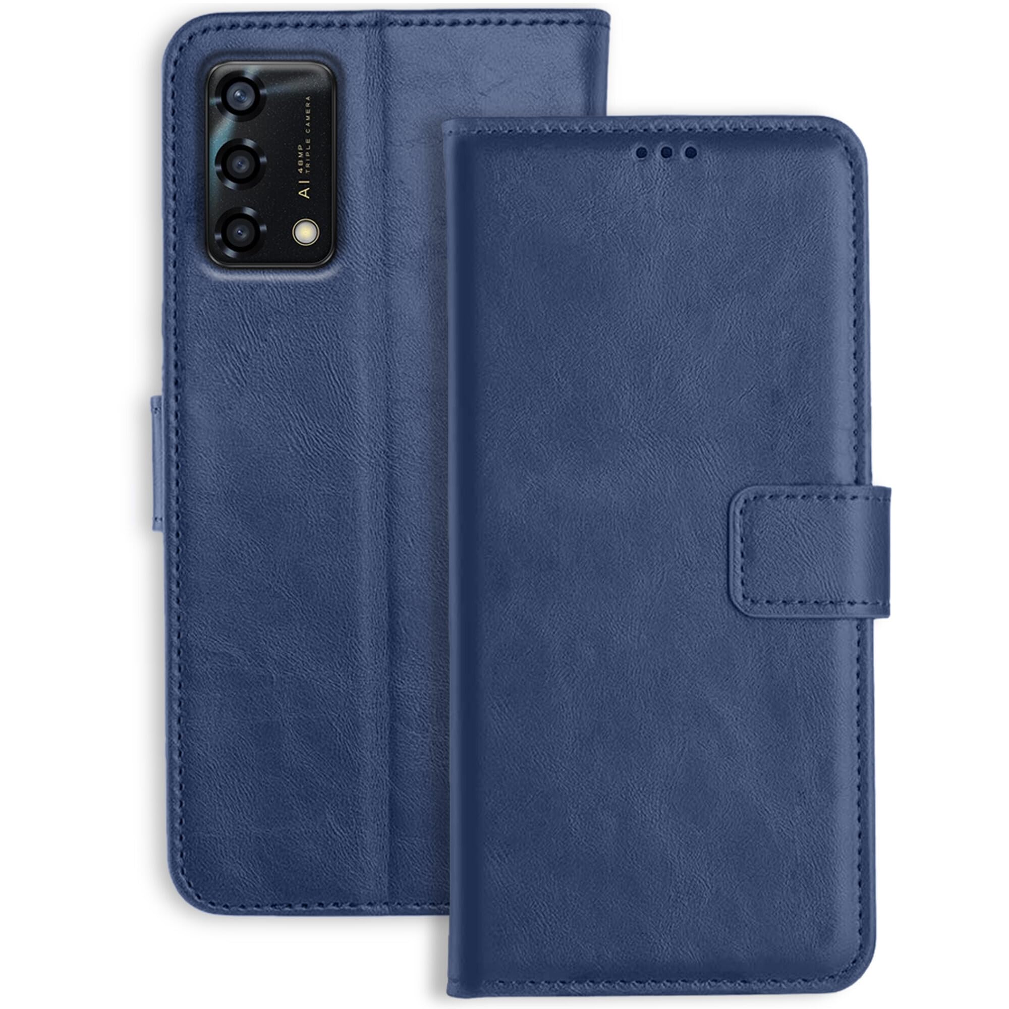 Genron Oppo F19S Flip Back Cover Case | Inbuilt Stand & Pockets | Magnetic Shockproof Leather Wallet Style Flip Case for Oppo F19S (Blue) (B09SBDJN29) Amazon Price History, Amazon Price Tracker