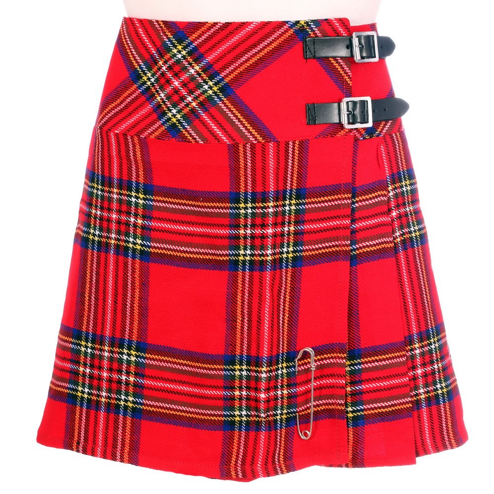 The Scotland Kilt Company Ladies Scottish Mini Billie Kilt Mod Skirt with 2 Leather Buckles - Royal Stewart Tartan - 18 UK