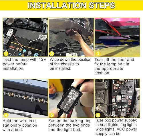 Miniatura 7 de OPP ULITE Tira de luz para debajo del automóvil, color de persecución de sueños, material de silicona mejorado, 212 modos, 252 piezas LED, kit de