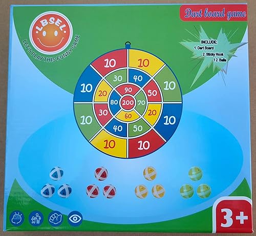 Miniatura 7 de Tablero de dardos grande de 25.5 pulgadas con 12 bolas adhesivas, juegos de pelota para niños, juego de interiorjuego al aire librejuego de