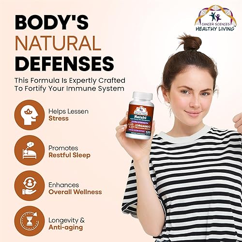 Miniatura 2 de CANCER SCIENCES - Cápsulas de suplemento de hongos Reishi Wellness, extracto de hongos orgánicos certificado por USDA, extra fuerte 1,500 mg, 40%