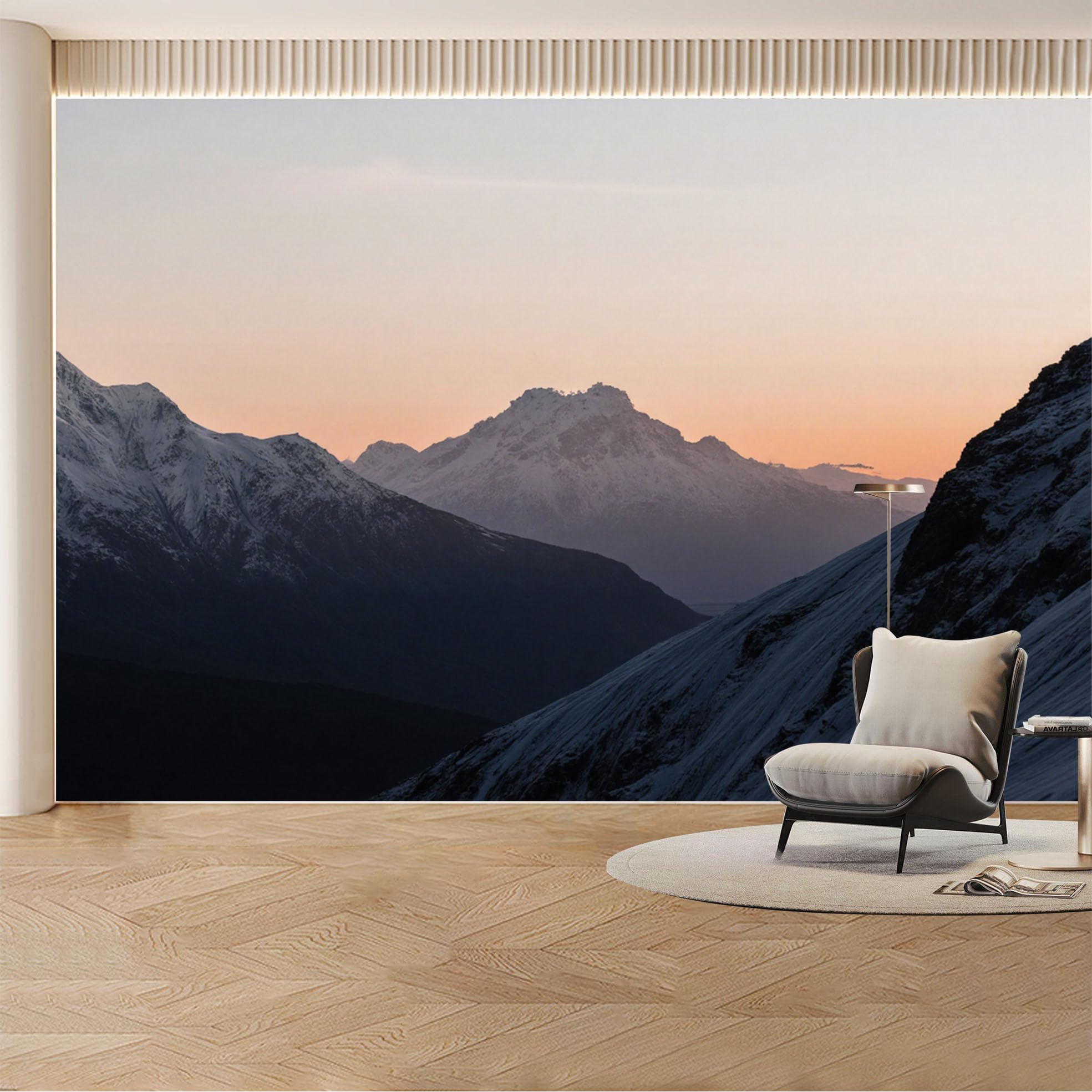 Custom Wall Mural Wallpaper Snow Mountain Landscape， Nature Modern Large Wall Art， Sunset Misty Removable SelfAdhesive Large Photo for Living Room， Bedroom， Office