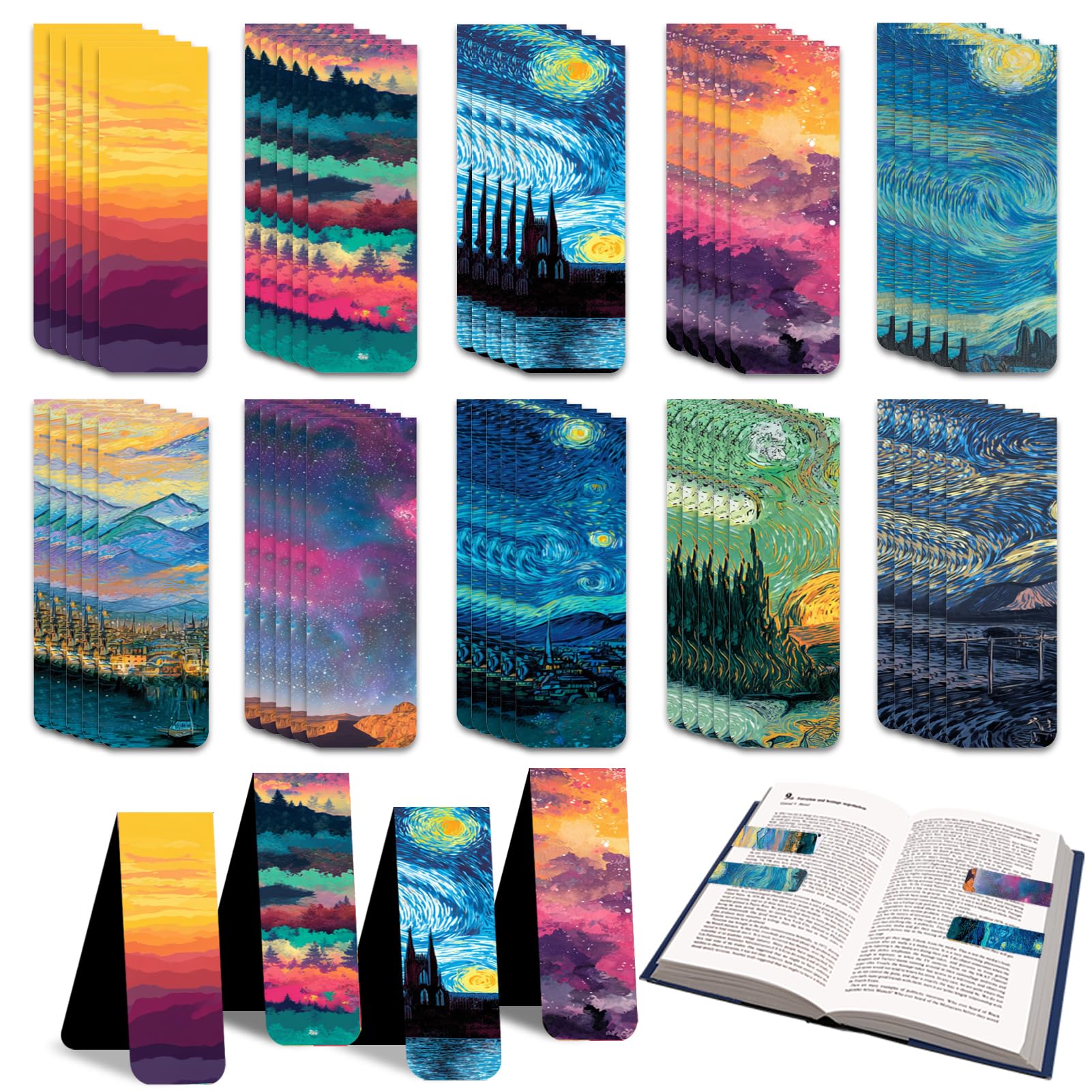 Photo 1 of 100 Pcs Magnetic Bookmarks Bulk, Cute Magnet Bookmark Page Clips - Magnetic Book Marks for Reading, Book Lovers, Teacher, Students, Women, Men – Party Favors, Teacher Gift, Bookmark Gift(Oil Painting)