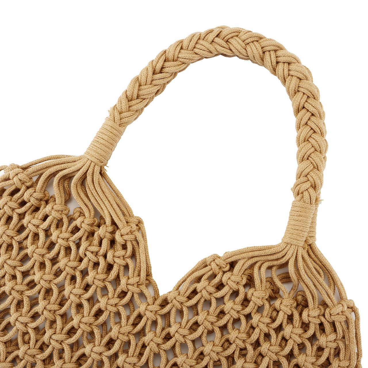Ayliss Handmade Straw Bag Travel Beach Fishing Net Handbag Shopping Woven Shoulder Bag for Women