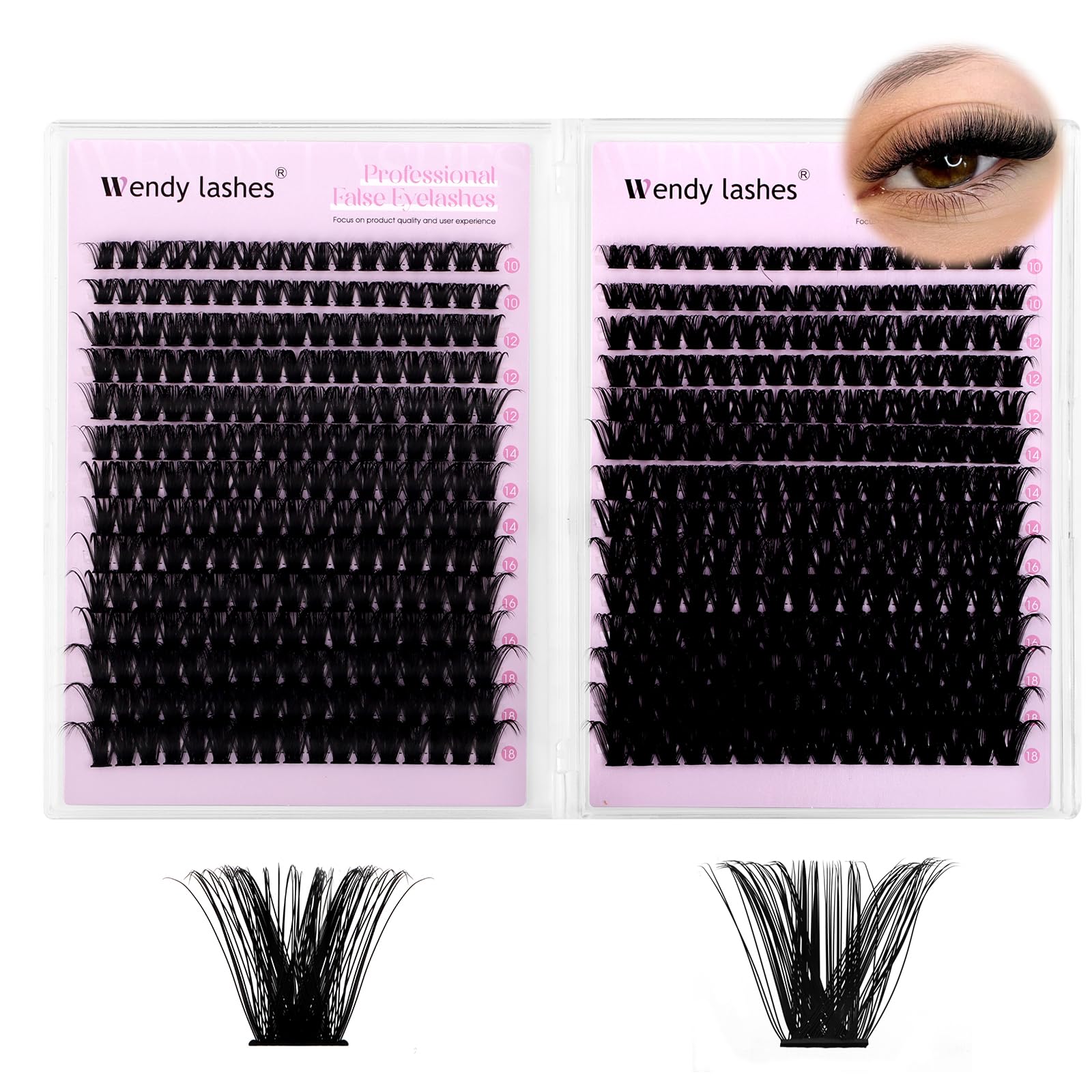 Ciglia Finte Ciuffetti,594PCS 80D+100D Ciuffetti Ciglia Finte Russe Soffici D-Curl 10-18mm Look Naturale Lash Extensions DIY Fai Da Te per Principianti(80D+100D-0.07D1018)