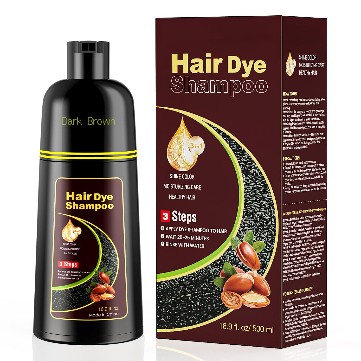 DARK BROWN カラシャンプー 3個セット Amazon.com : KAISASA Dark Brown Hair Dye Shampoo 3 in 1,Hair Color