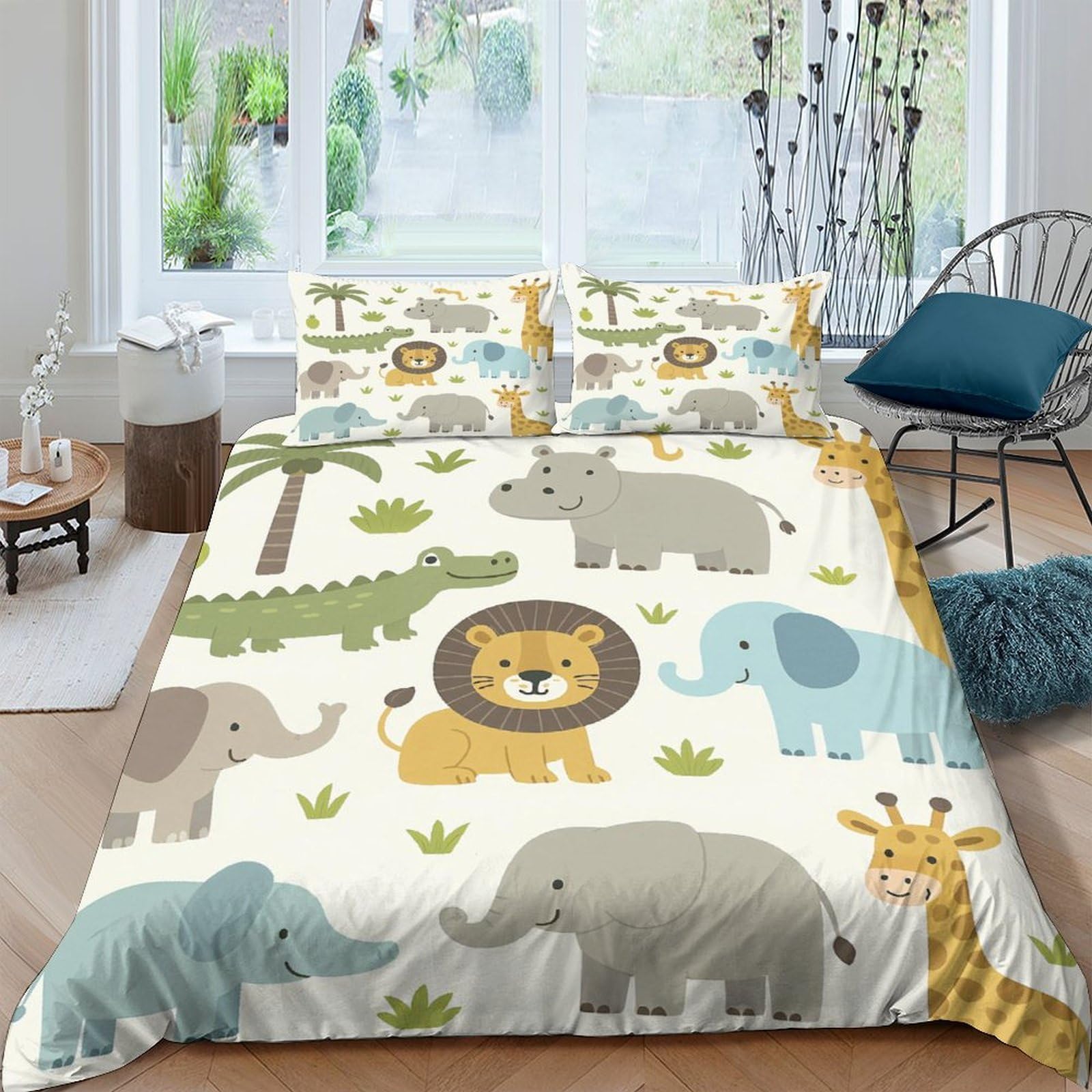Ctjqhvkz Style-9 3D Printed Safari Animal Fitted Sheet Microfiber Soft Breathable Jungle Wildlife Bed Cover For Bedroom Dorm Decor Single（135X200cm）