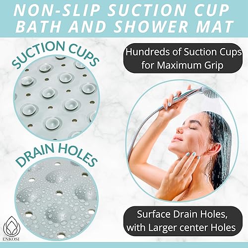Miniatura 3 de Alfombra de baño ENKOSI - Alfombra antideslizante grande para bañera y ducha. Alfombra de baño extra larga de 40 x 16 pulgadas para bañera