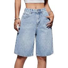 Women Jorts Baggy Jean Shorts Low Rise Long Bermuda Denim Shorts