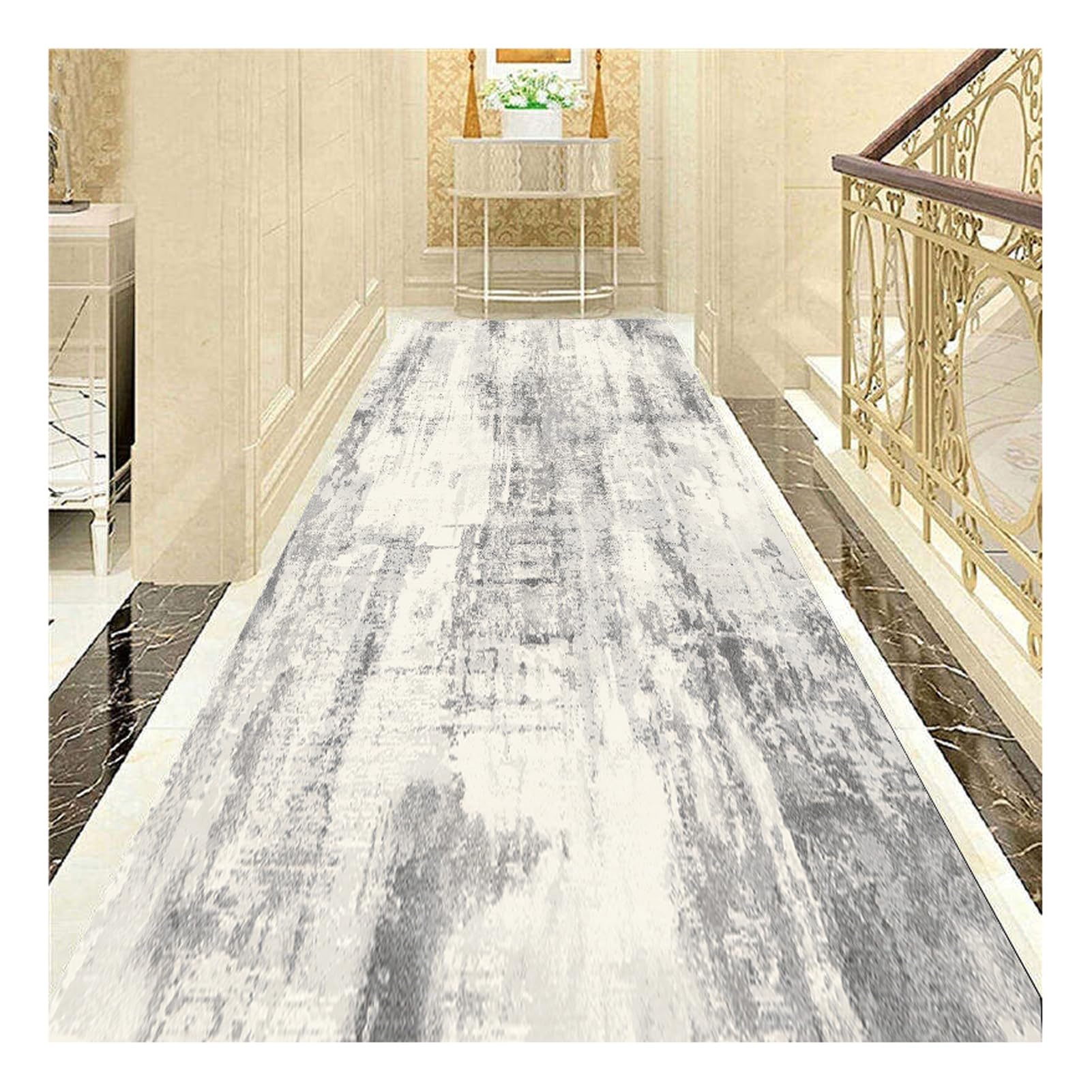 Alfombra de pasillo largo gris de 70x220 cm con diseño abstracto moderno y pelo corto para hogar