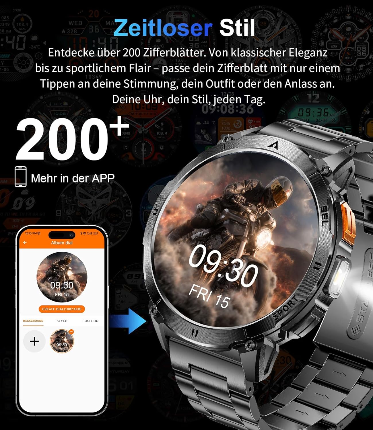 Smartwatch screen showing options for customizing watch faces