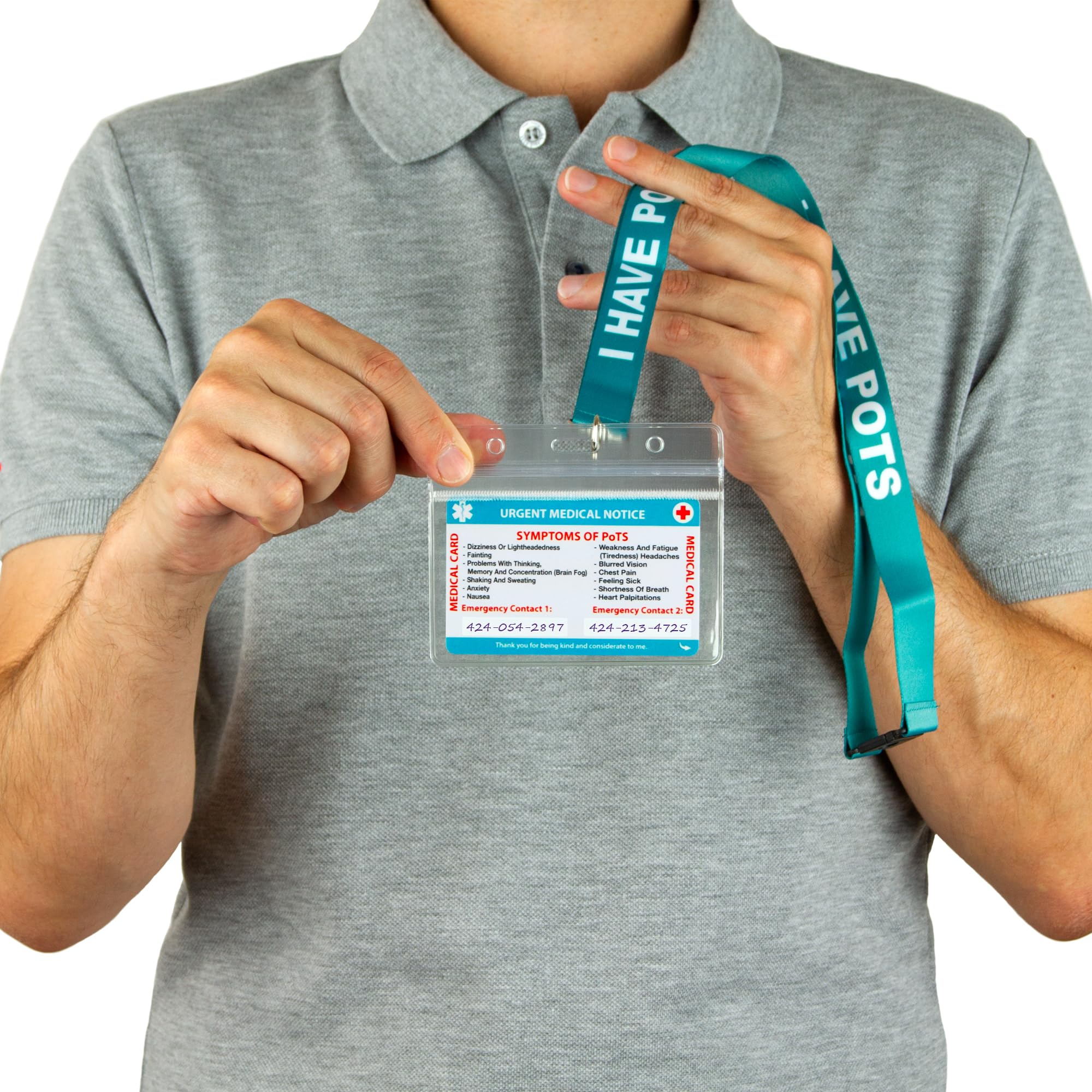 Postural orthostatic Tachycardia Syndrome Awareness (PoTS) Medical Card, PoTS Card with Writable Panel and Patterned Lanyard - Image 4