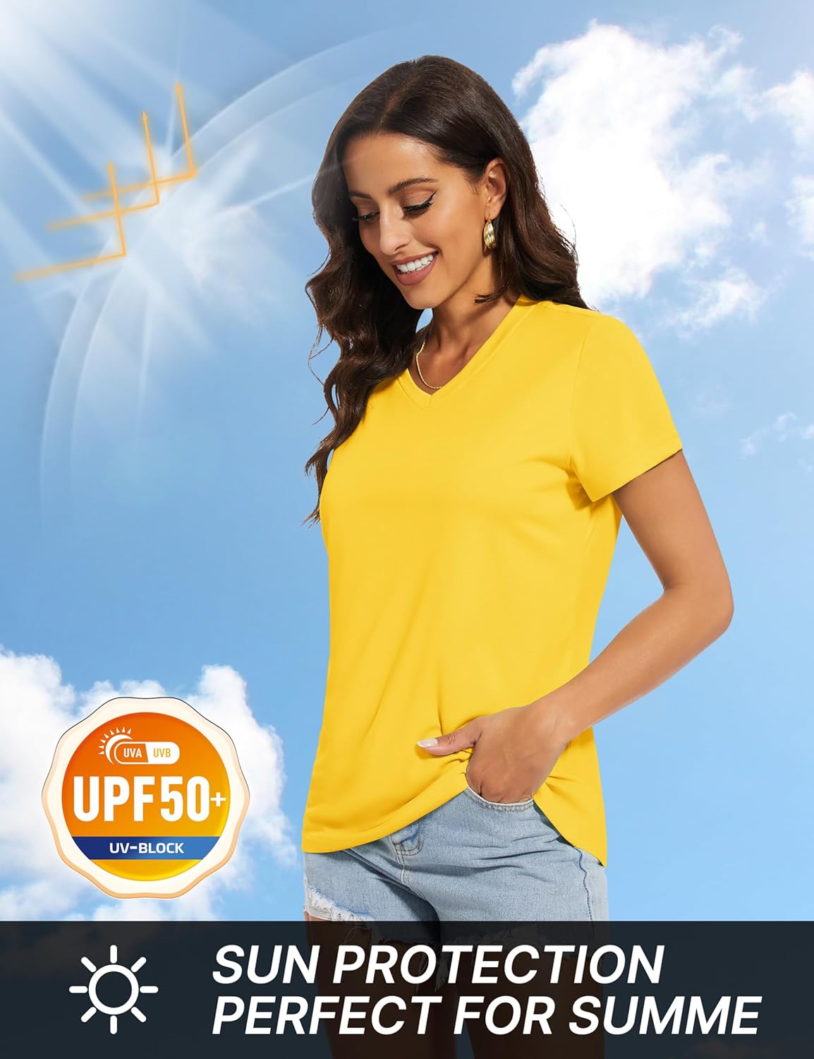 TACVASEN Women's V-Neck T Shirts Short Sleeve UPF 50+ Sun Protection Performance Quick Dry Athletic Workout Tee Tops - Image 4