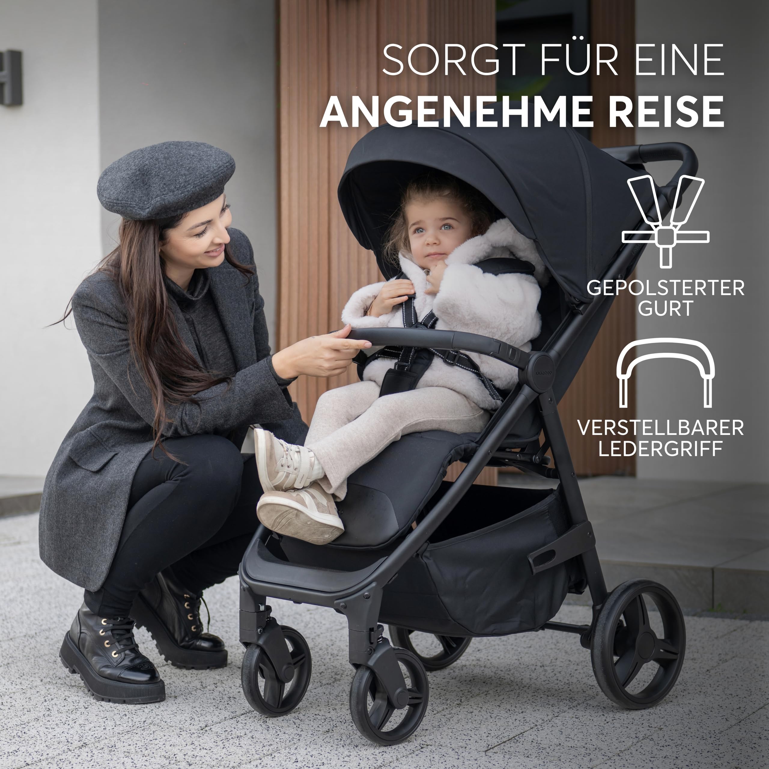 KikkaBoo URBAN Reisebuggy Kinderwagen, ab Geburt bis 22 kg, EVA Räder mit Federung, Beige