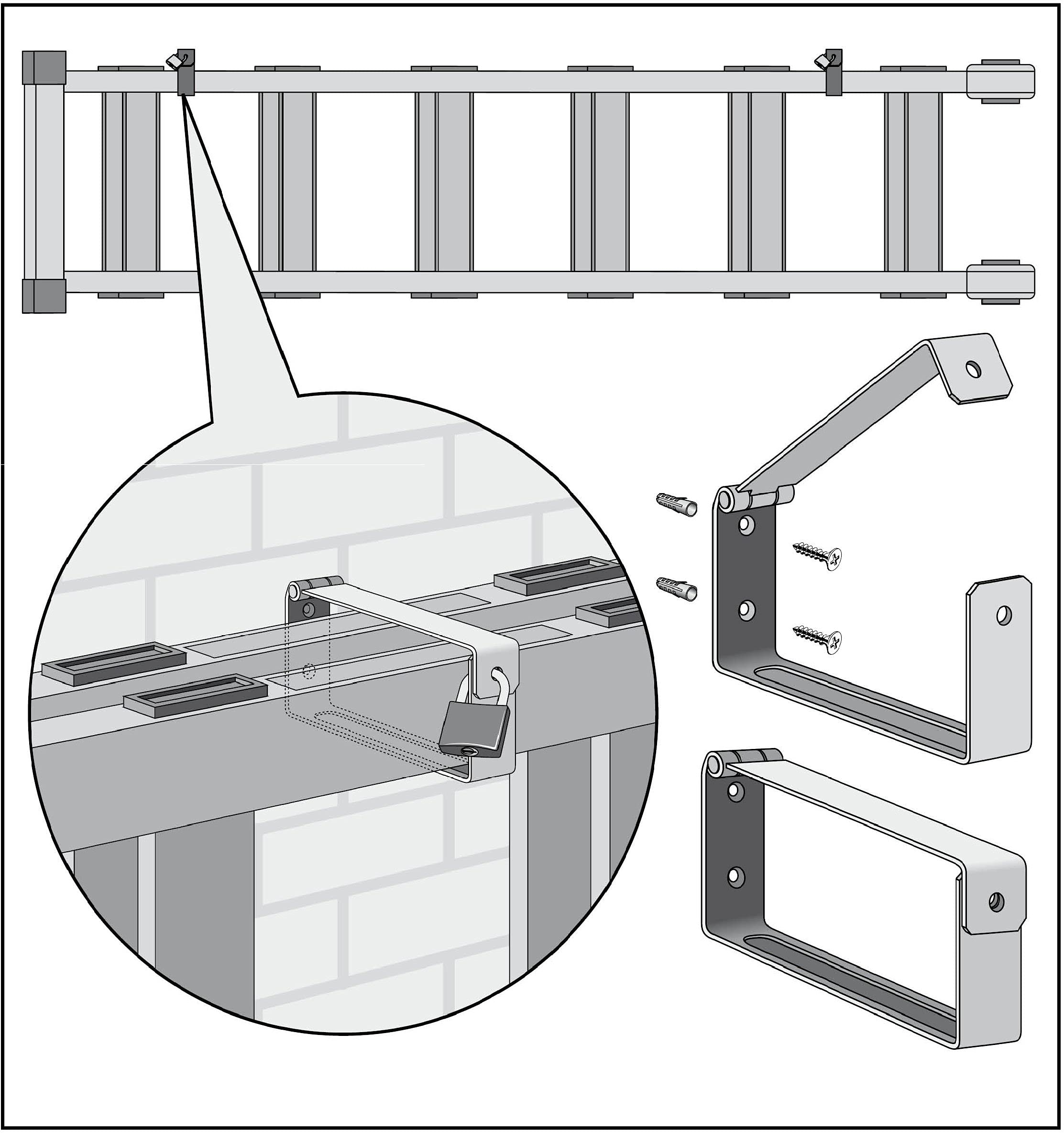 VORMANN - Escalera de y dispositivo Soporte, se puede cerrar, galvanizado, material estable, 2 unidades en Set