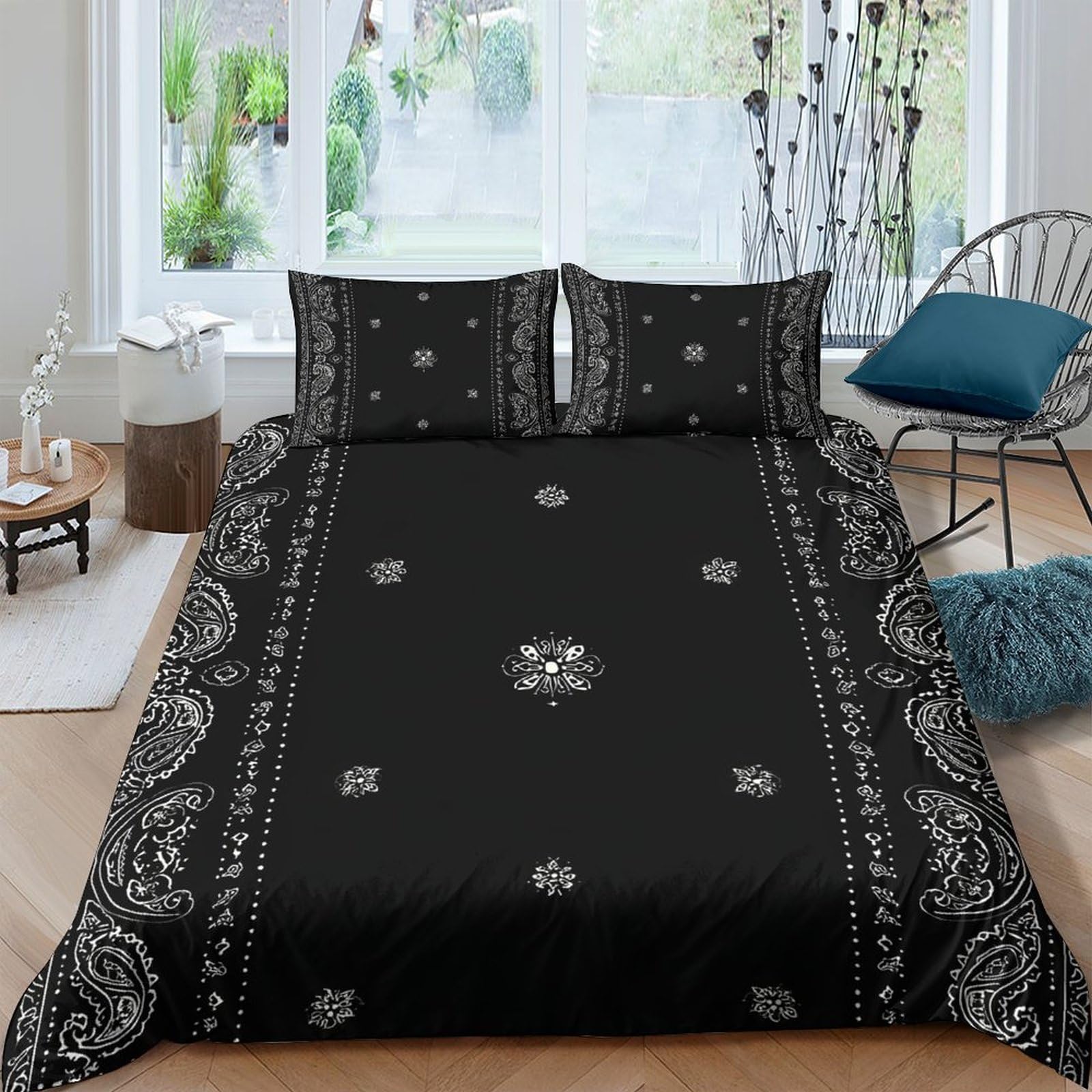 Ctjqhvkz Style-6 3D Printed Paisley Mandala Fitted Sheet Microfiber Soft Black Ethnic Bed Cover For Bedroom Guest Room Decor Protection Single（135X200cm）