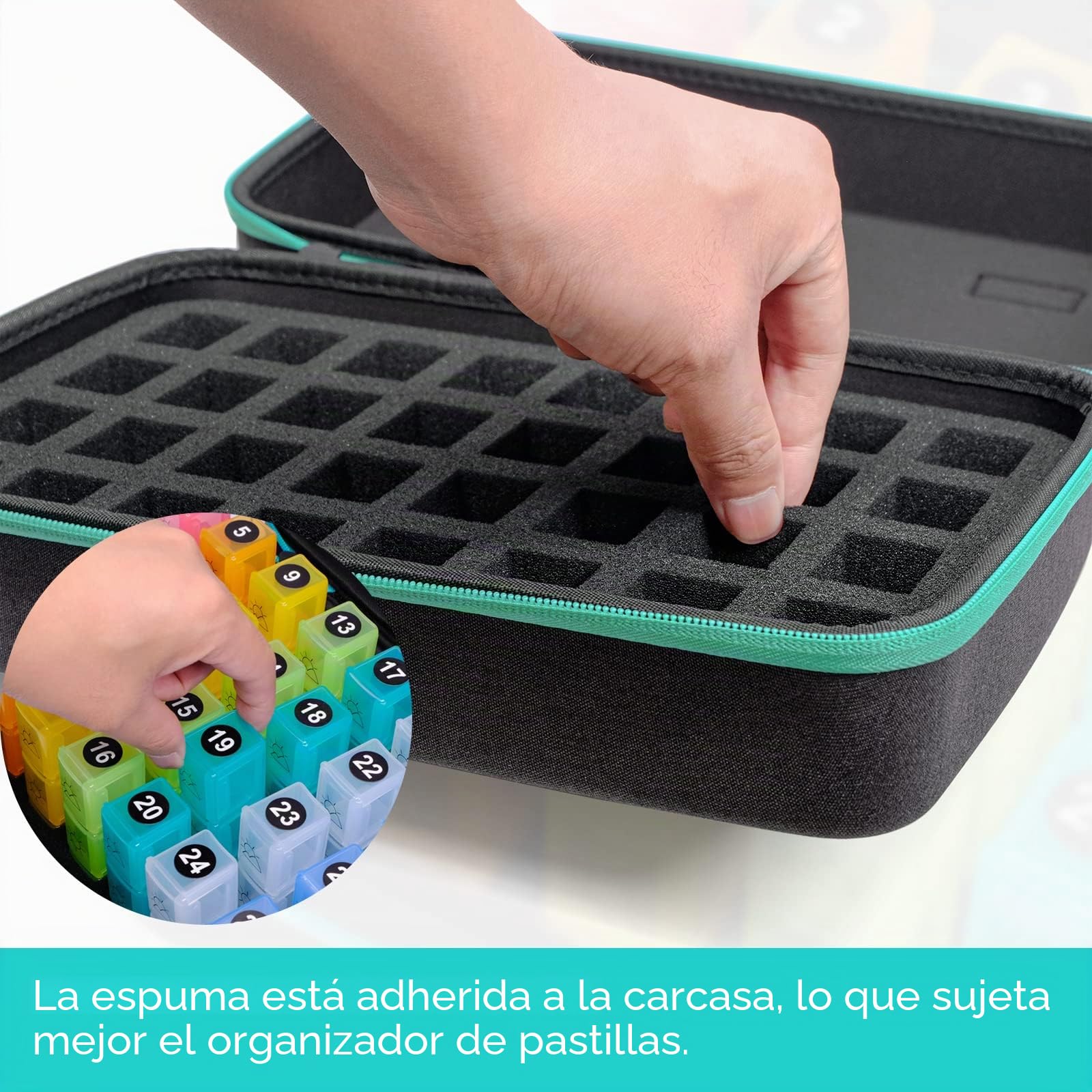 Pastillero mensual 3 veces al día, estuche duro extra grande de viaje, organizador diario de 30 días con 32 compartimentos, caja de almacenamiento de medicamentos