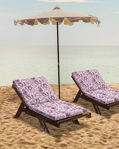 Miniatura 7 de Paquete de 4 fundas de cojín extraíbles para silla, impermeables, estampado de cachemira morada, patrón de flores étnicas bohemias, fundas