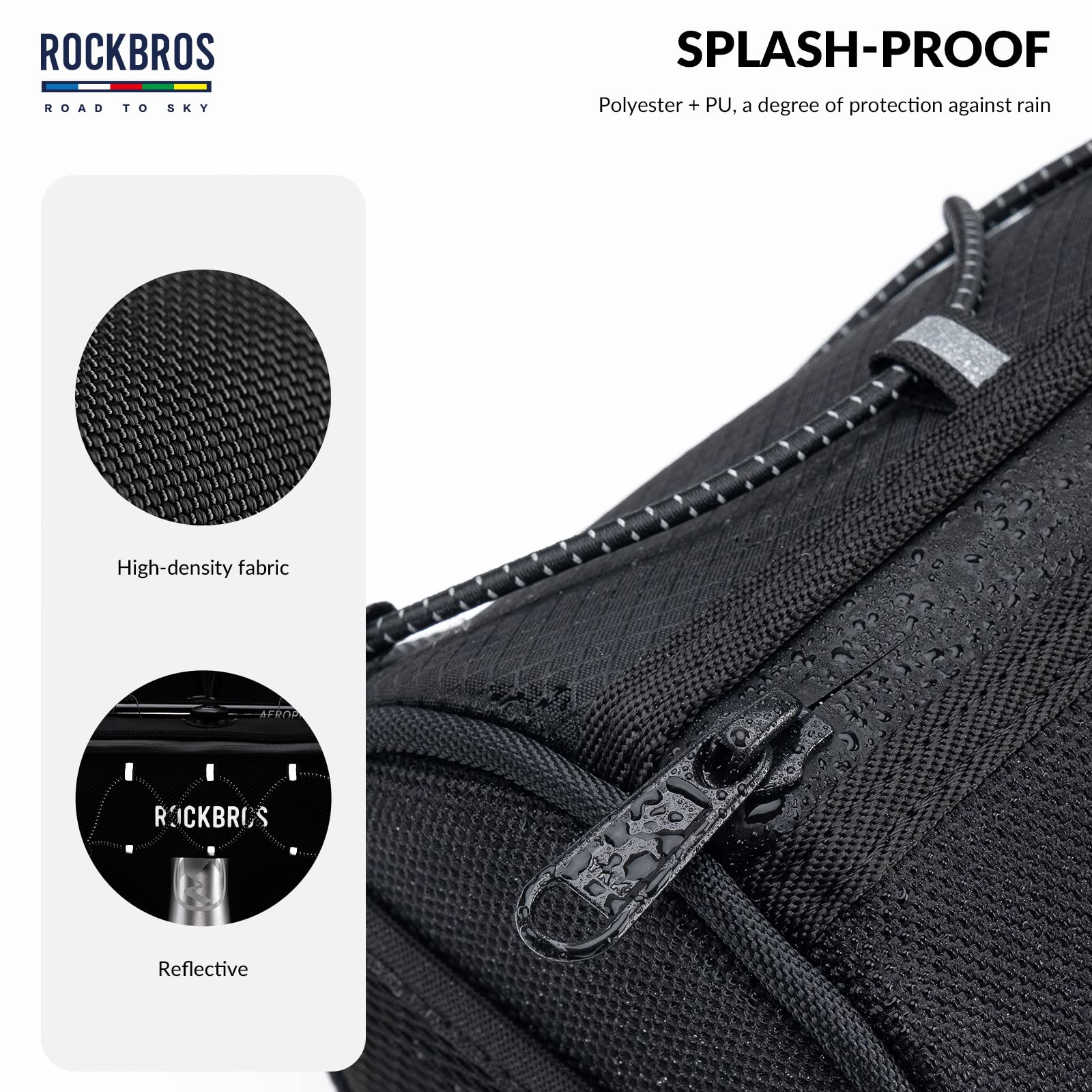 ROCKBROS Road to Sky Borsa Manubrio Bici, Borsa Anteriore Impermeabile Bicicletta, Borsello Manubrio Riflettente per MTB, Bici da Corsa, Bici da Città, Capacità 1.5L