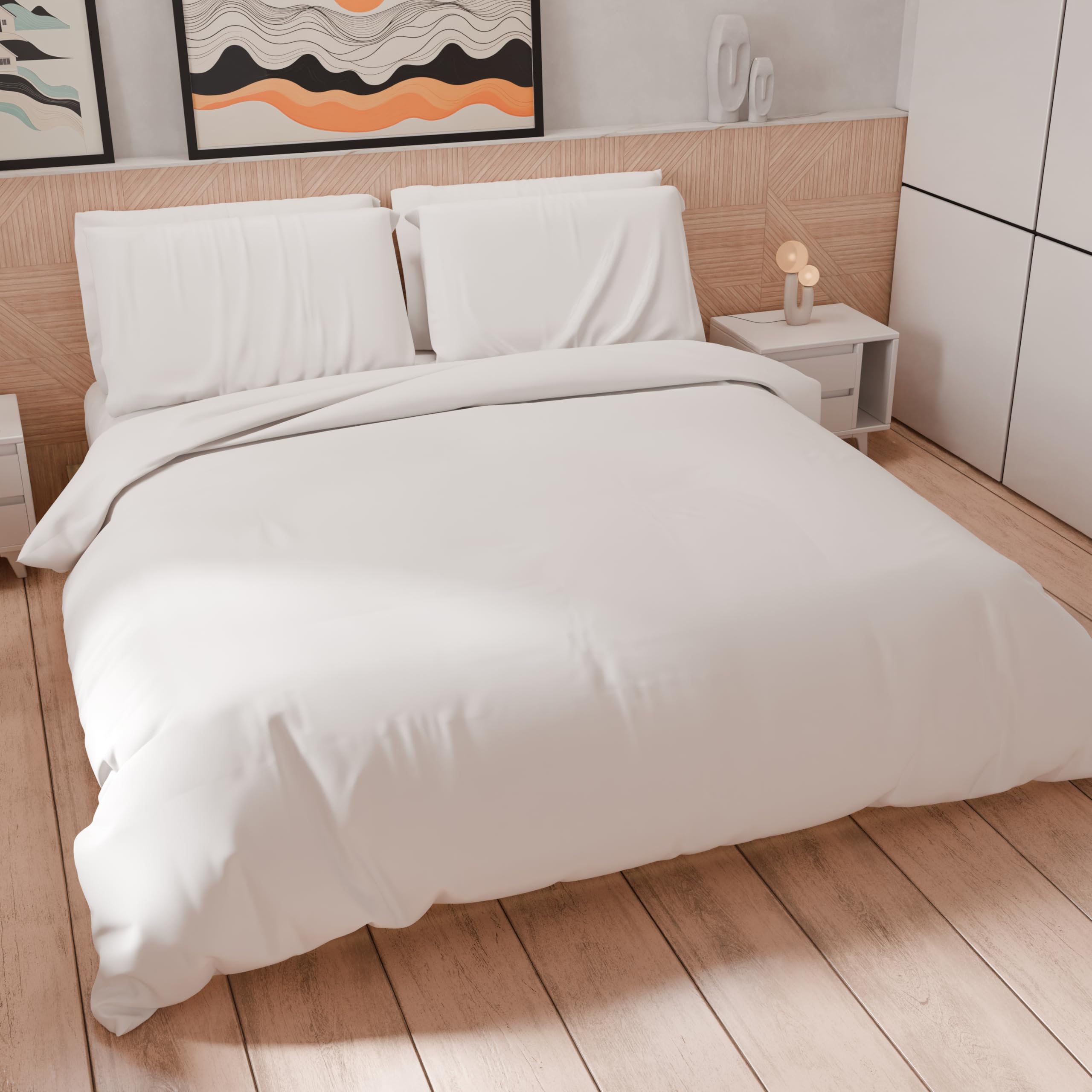 PETTI Artigiani Italiani - Maxi Double Duvet Cover Set 260 x 220 cm (2 Pillowcases 75 x 50 cm Included), Soft Microfibre Duvet Cover Set, Plain White โ image 1