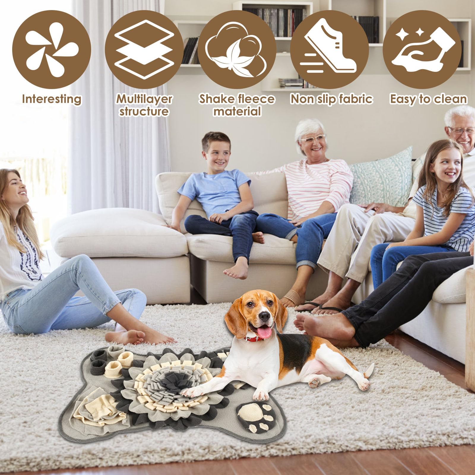 Snuffle Mat for Dogs Funny Interactive Feeding Game Toy, Pet Foraging Mat - Image 3