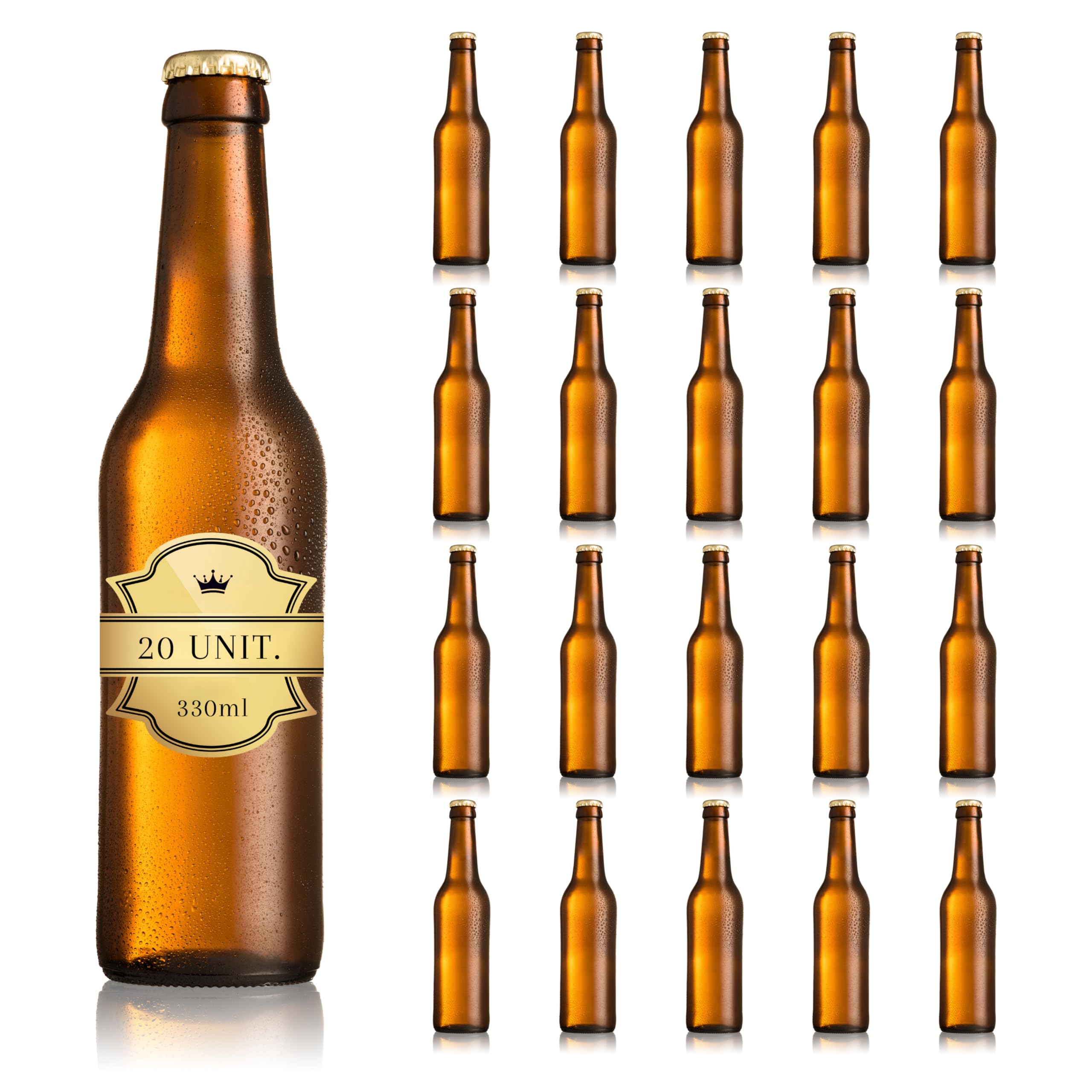 Botellas Vacias de Cristal para Cervezas 33cl Reutilizables com Chapa