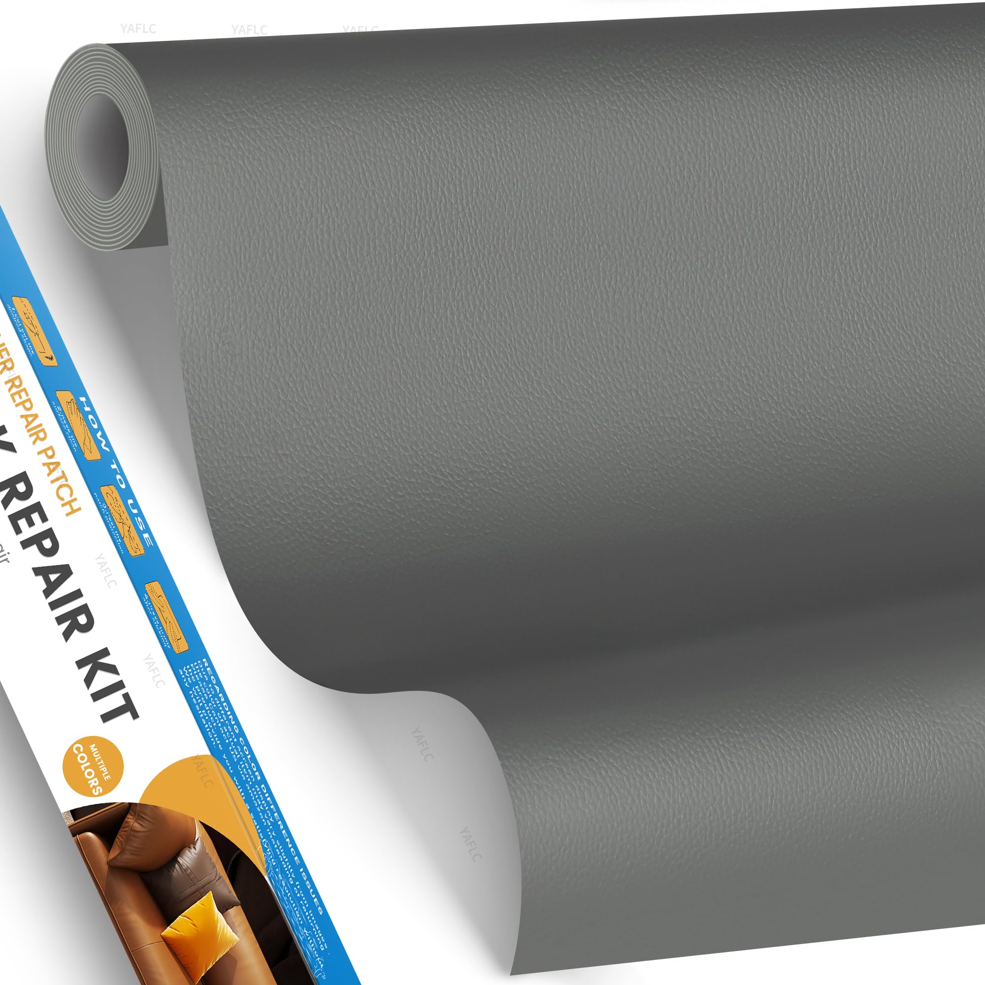 YAFLC kunstleder selbstklebend Mittelgrau, 40 x 80cm leder patch selbstklebend, kunstleder reparaturset für couch Sofa Autositz Möbel Leder Reparatur Jacken und Renovierung