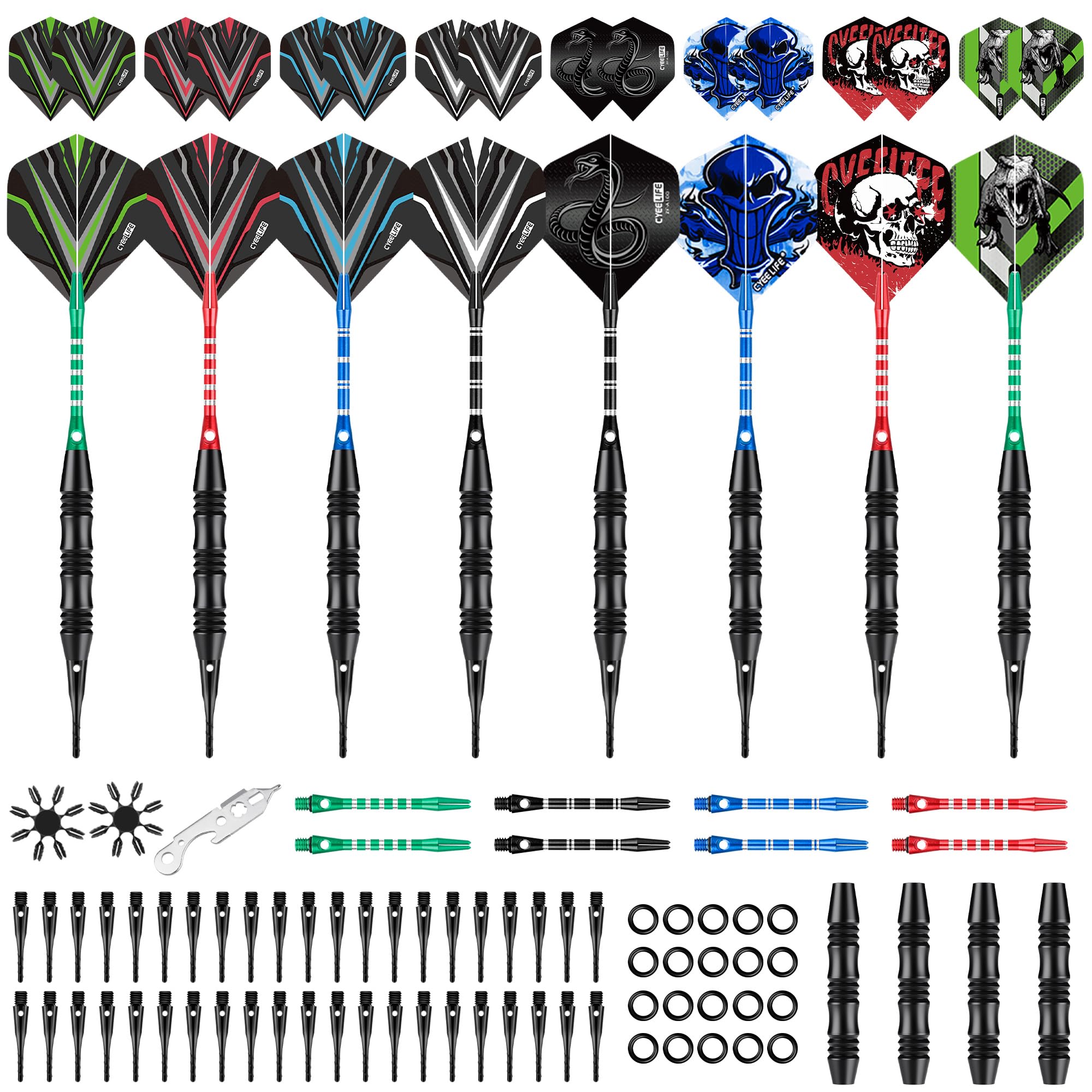 CyeeLife Flechette Pointe Plastique,Set de 12 Flechettes à Pointe Souple, 20 grammes Professionnelles Fléchettes Soft Darts pour Cible électronique