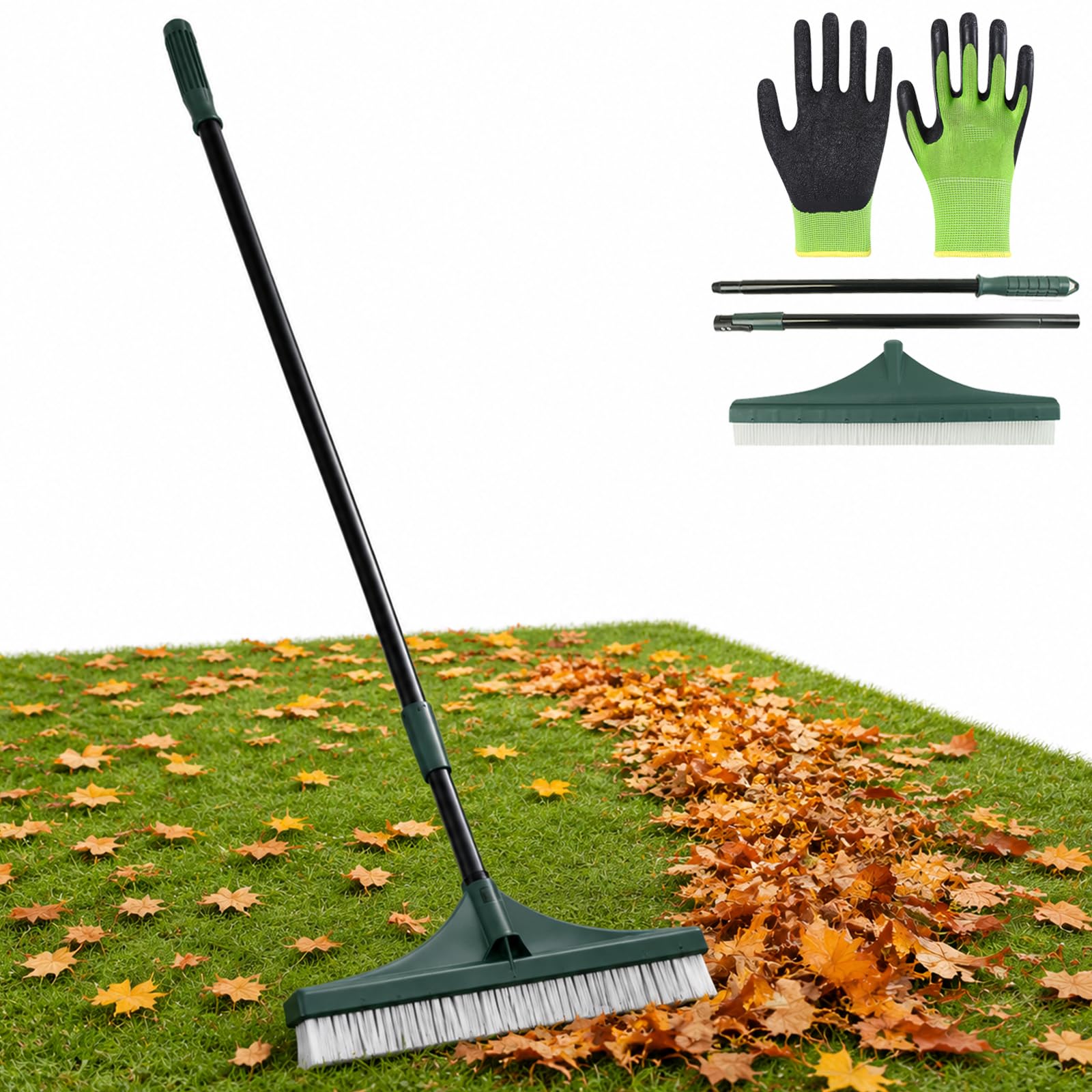 Rastrillo Jardín y Alfombra 2 en 1 Multiuso 2026 – Herramienta césped Artificial, Cepillo Limpieza, Mantenimiento Suelo, Mango telescópico Ajustable, Uso Todo el año (1Pcs)