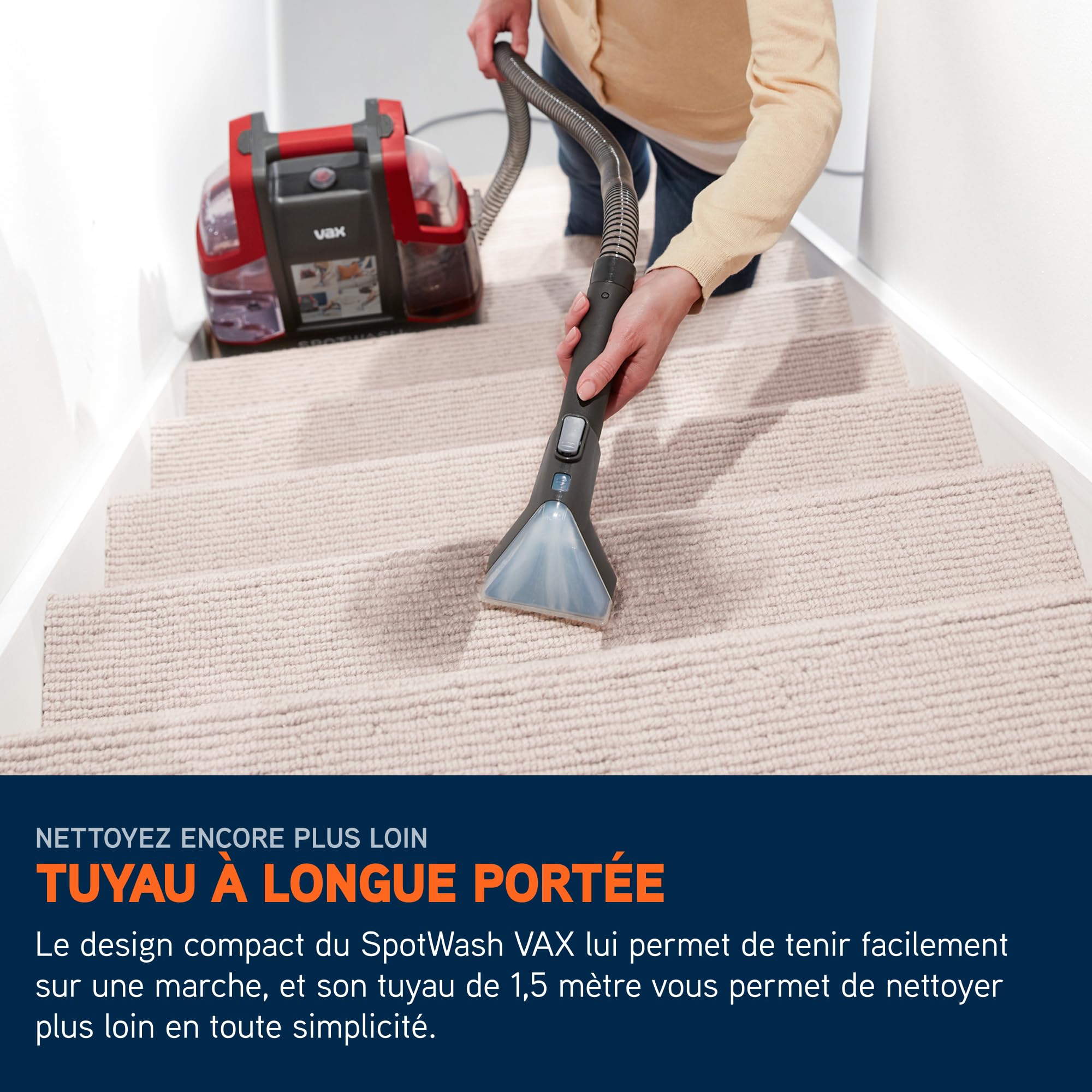 Vax SpotWash Spot Nettoyeur, détachant pour shampouineuse tapis et tissus d'ameublement, séchage rapide et nettoyage en profondeur quotidien pour les escaliers, canapés, voitures et sols durs