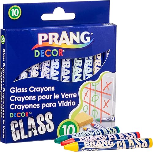 PRANG Crayones de cristal para decoración, para vidrio, ventanas y espejos, lavables, juego de 10 colores (74010)