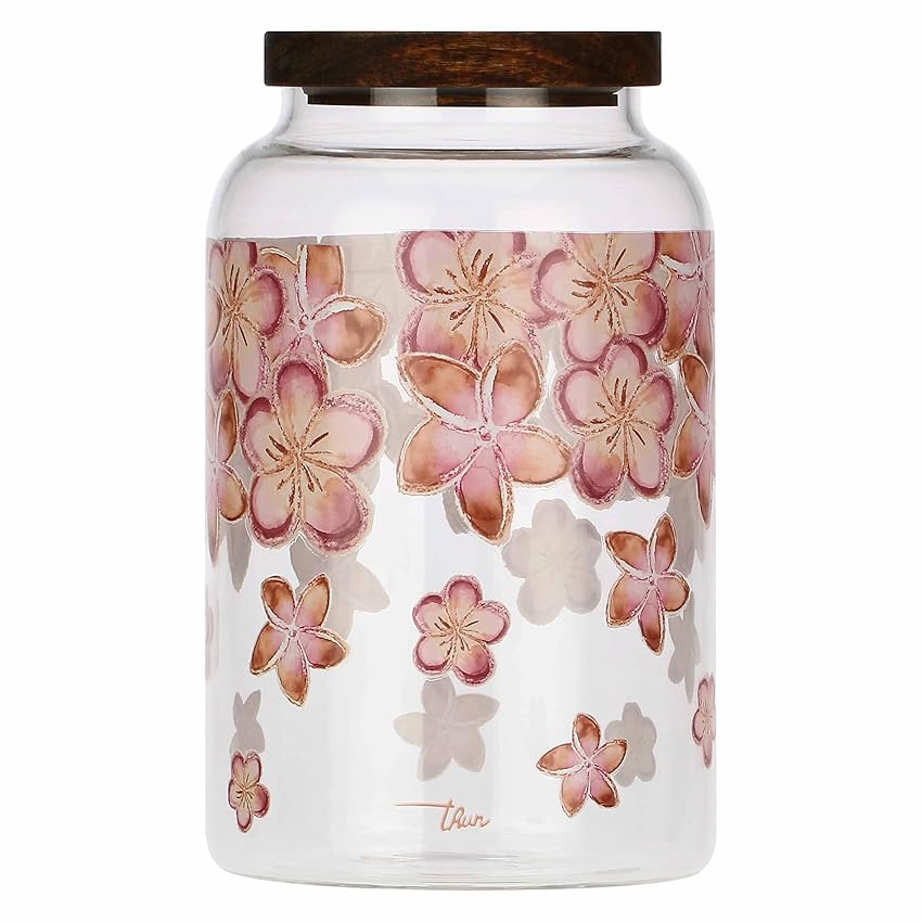 THUN - Biscottiera Bloomia - vetro borosilicato, guarnizione in silicone - Collezione Giardino di primavera - Ø 13.9 cm, 23.5 cm h