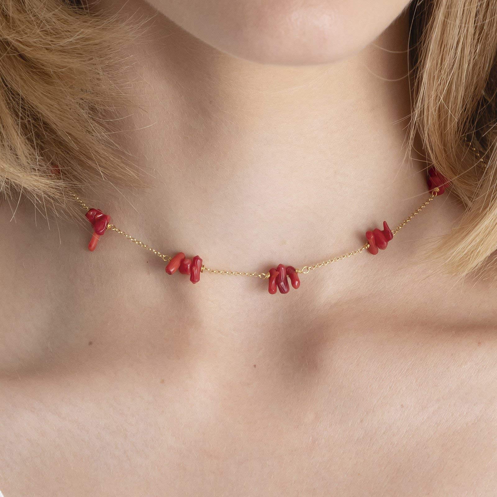 Collana Fidji - Elegante catena da donna - Regolabile - Ciondolo da donna placcato oro - argento vermeil
