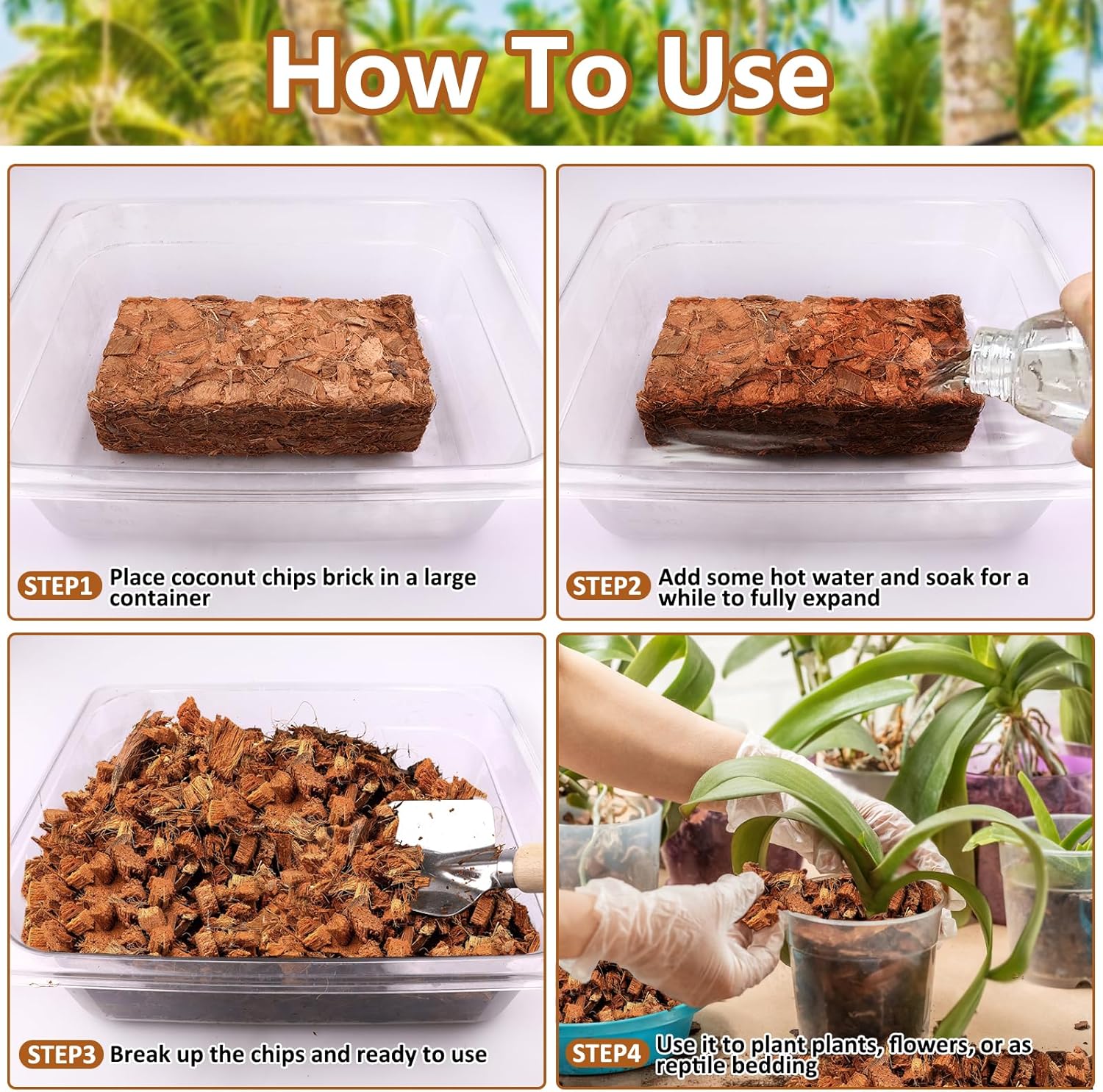 Legigo 10 Pack Coco Coir Chips for Plants- 11 LB 100% Organic Coconut Chips Brick Potting Mix with Low EC & PH Balance, Coconut Husk Substrate Coco Husk Mulch for Garden, Planting, Orchid and Soil Mix