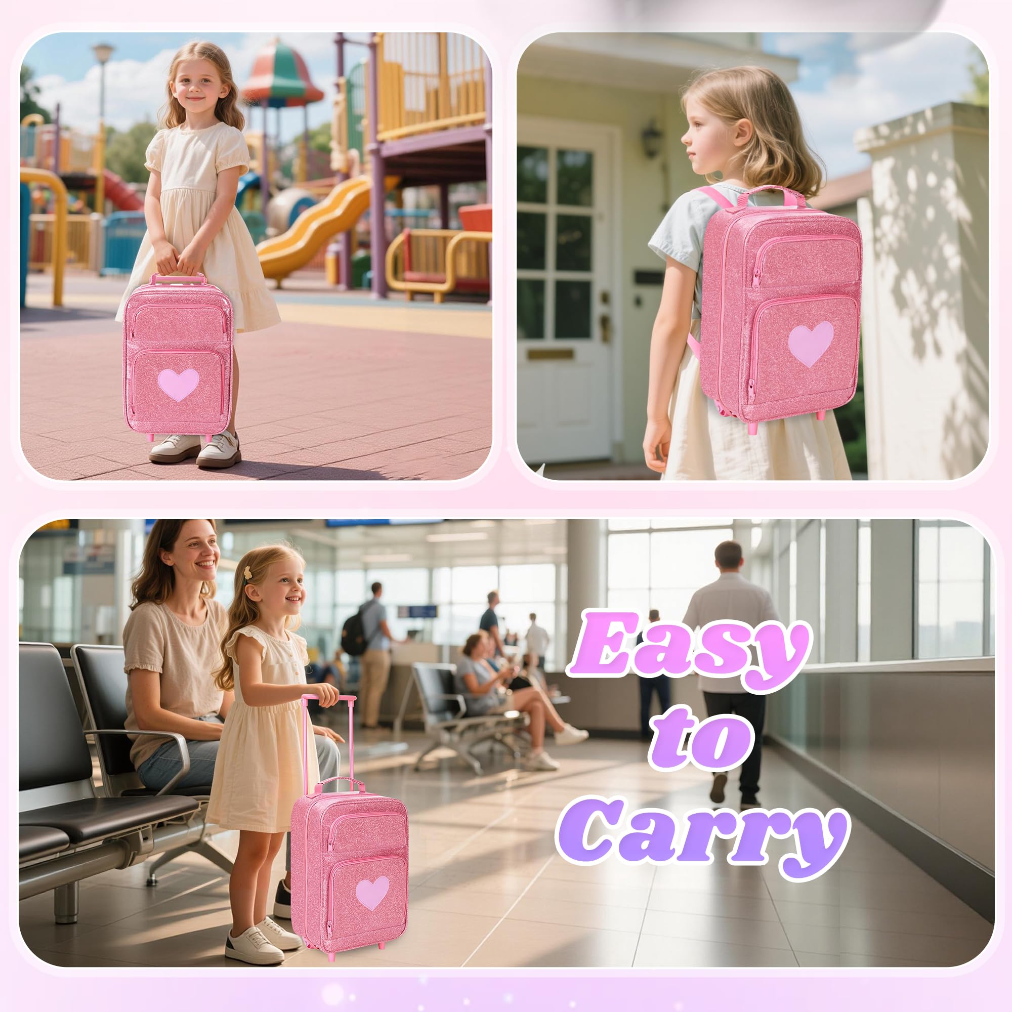 LoDrid Puppenrucksack Kompatibel mit Barbie Puppen 12 Zoll, Rosa | Puppen-Tasche mit Rad, Mehrere Taschen für Puppentuch und Zubehör (Nur Tasche)