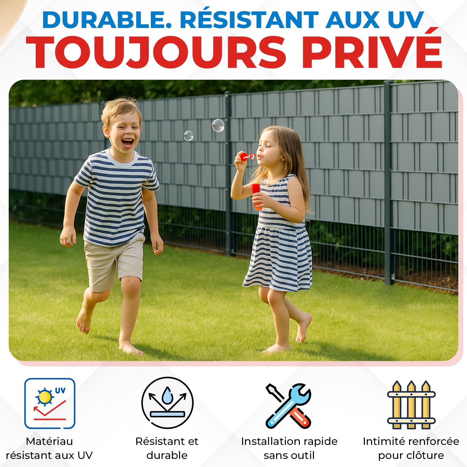 Electronicx Bandes brise-vue en PVC pour clôture de jardin - Gris clair (RAL 7040) - 35 m x 19 cm - Qualité supérieure - 450 g/m² - Brise-vue résistant aux UV - Avec 20 clips