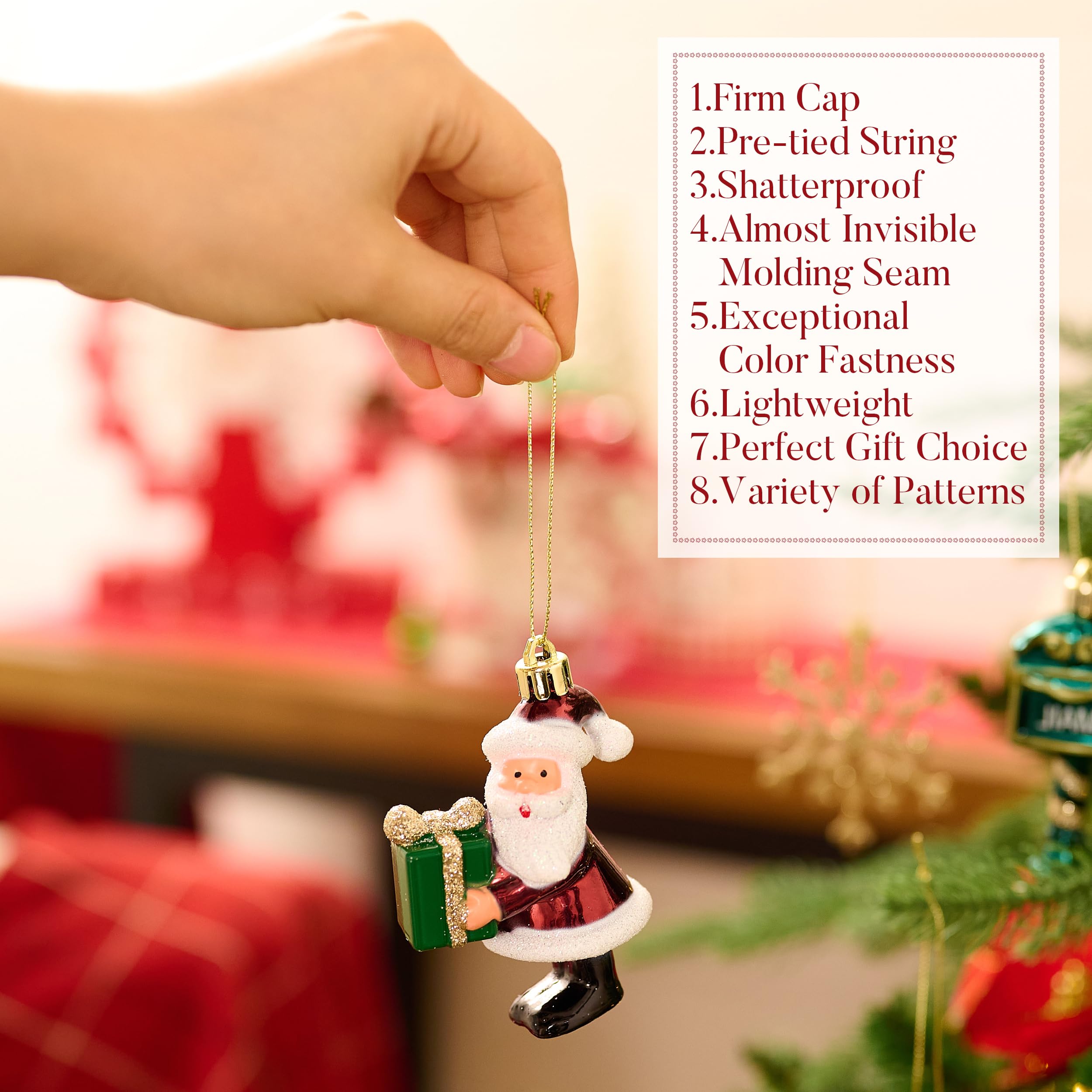 Valery Madelyn Lot de 40 boules de Noël avec paquet cadeau - Décoration de sapin de Noël avec crochet de suspension - Rouge vert doré