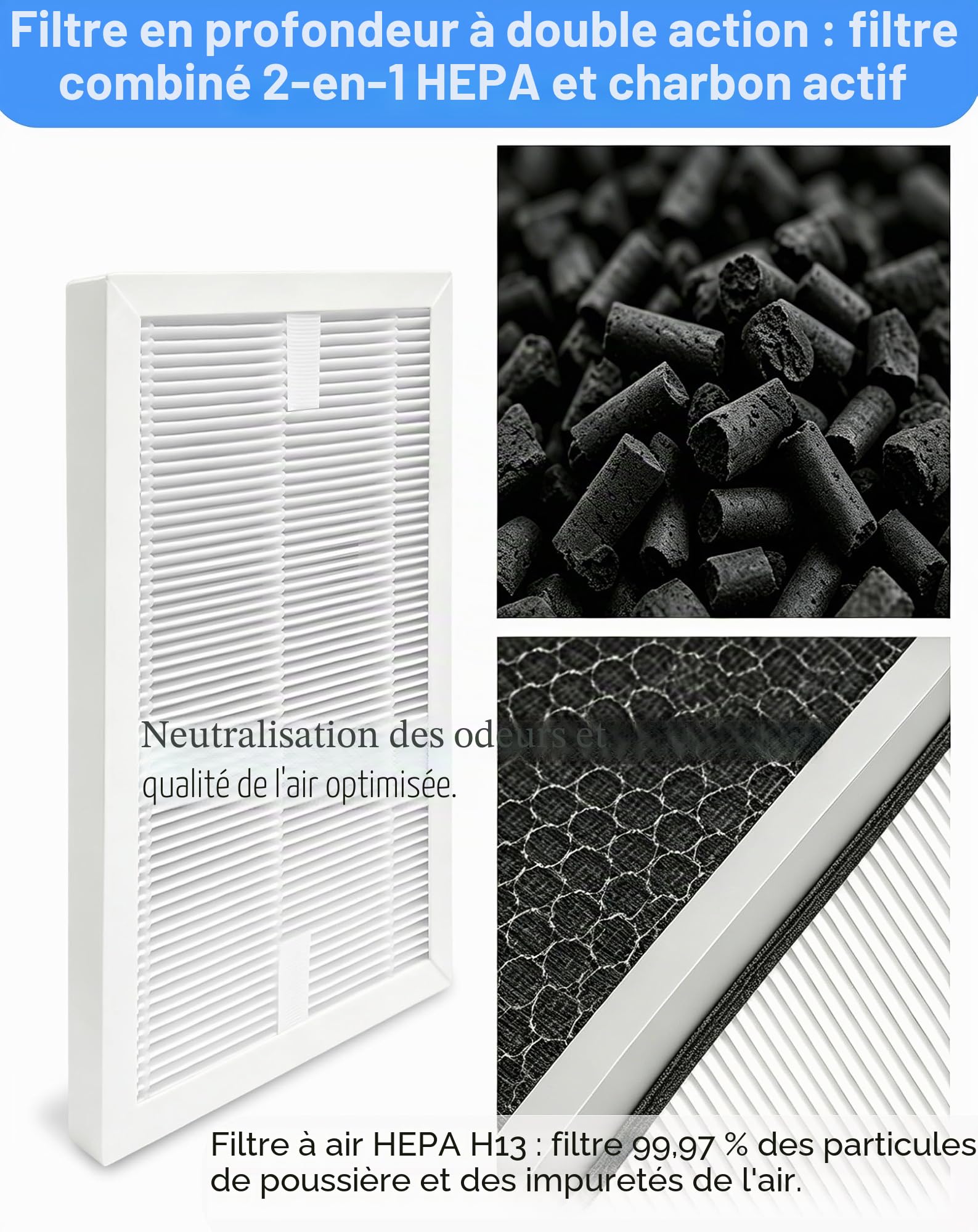 Lot de 4 filtres déshumidificateurs compatibles avec les déshumidificateurs Bosch Dry Series 1000, 2000 et 4000, filtre de rechange 2 en 1