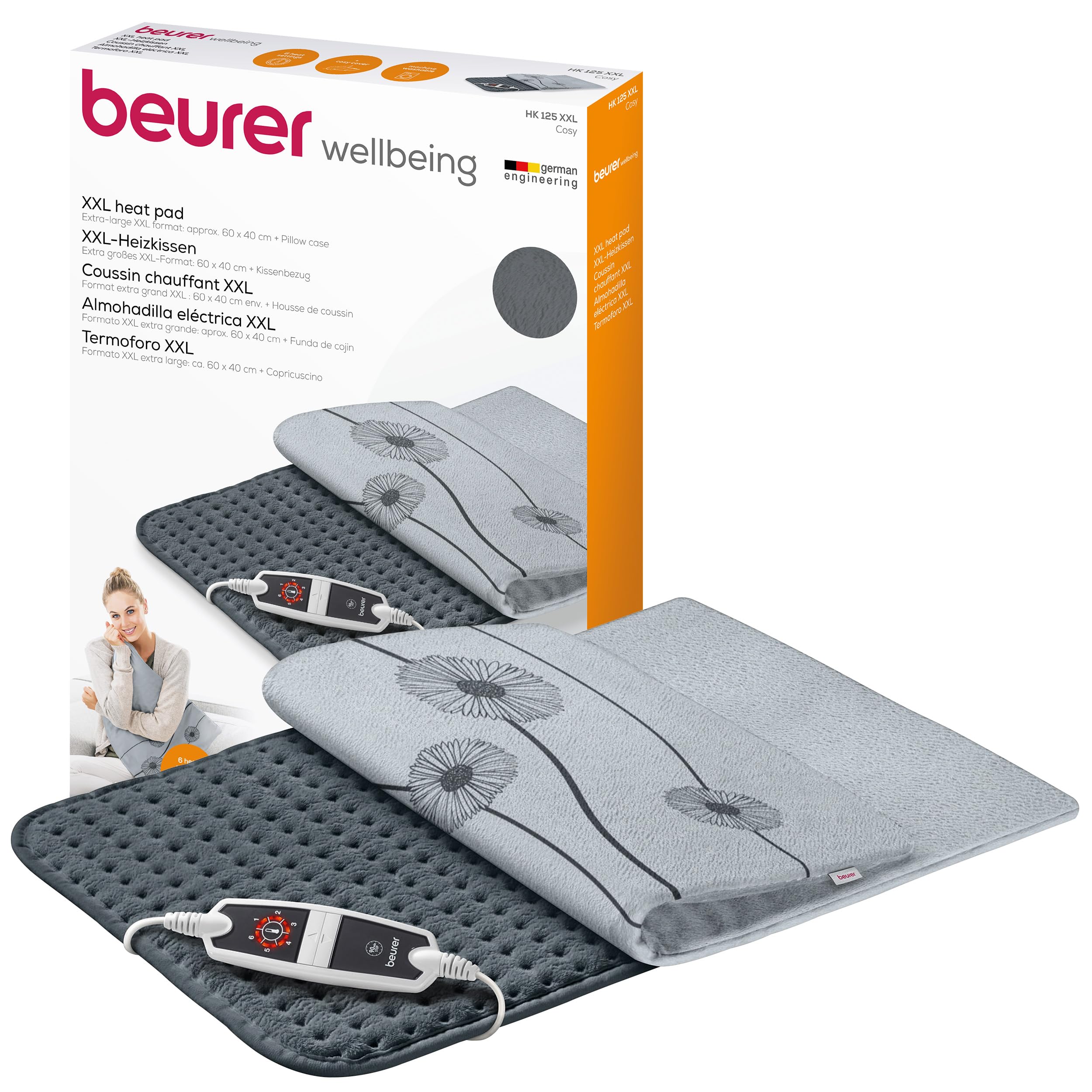 Beurer - HK 125 XXL Heating Cushion Gray - 3 Years Warranty