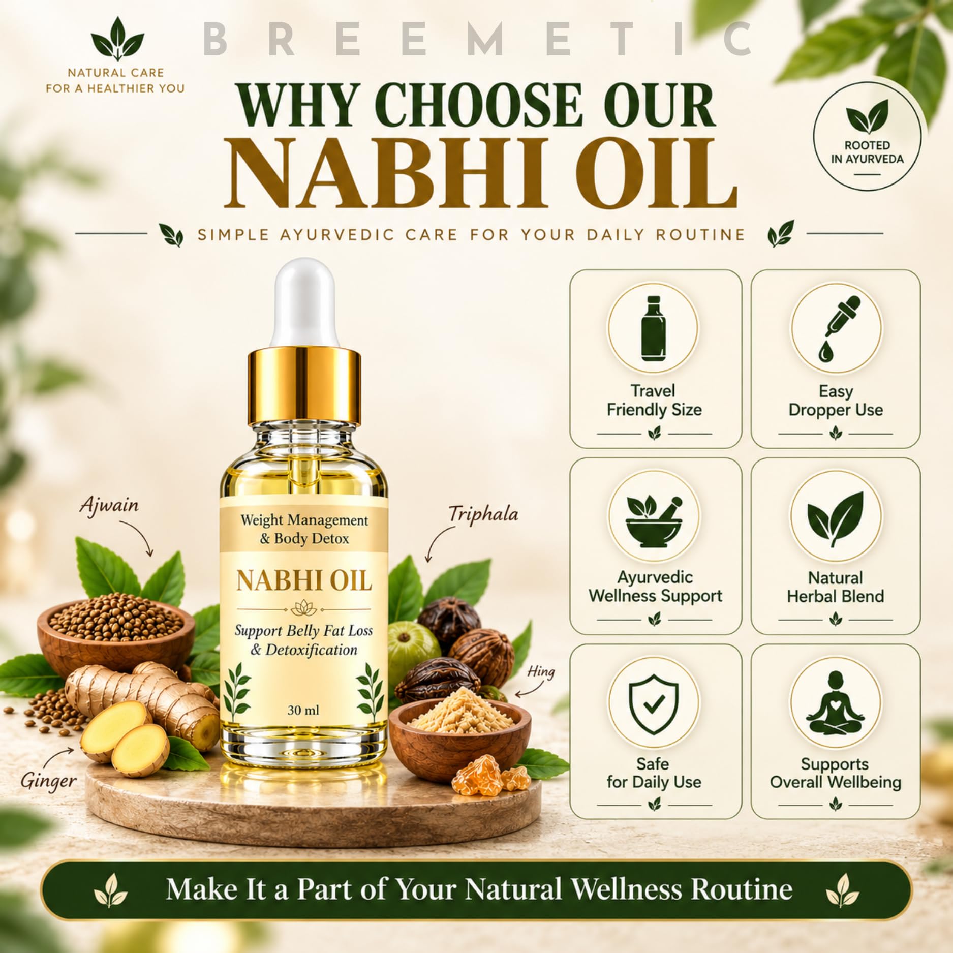 Nabhi Oil for Weight Management & Body Detox 30ml | Ayurvedic Herbal Belly Button Oil | Supports Digestive Wellness, Metabolism Balance, Relaxation & Daily Self-Care for Men & Women, 30 ML (PACK 3) — Amazon image 6