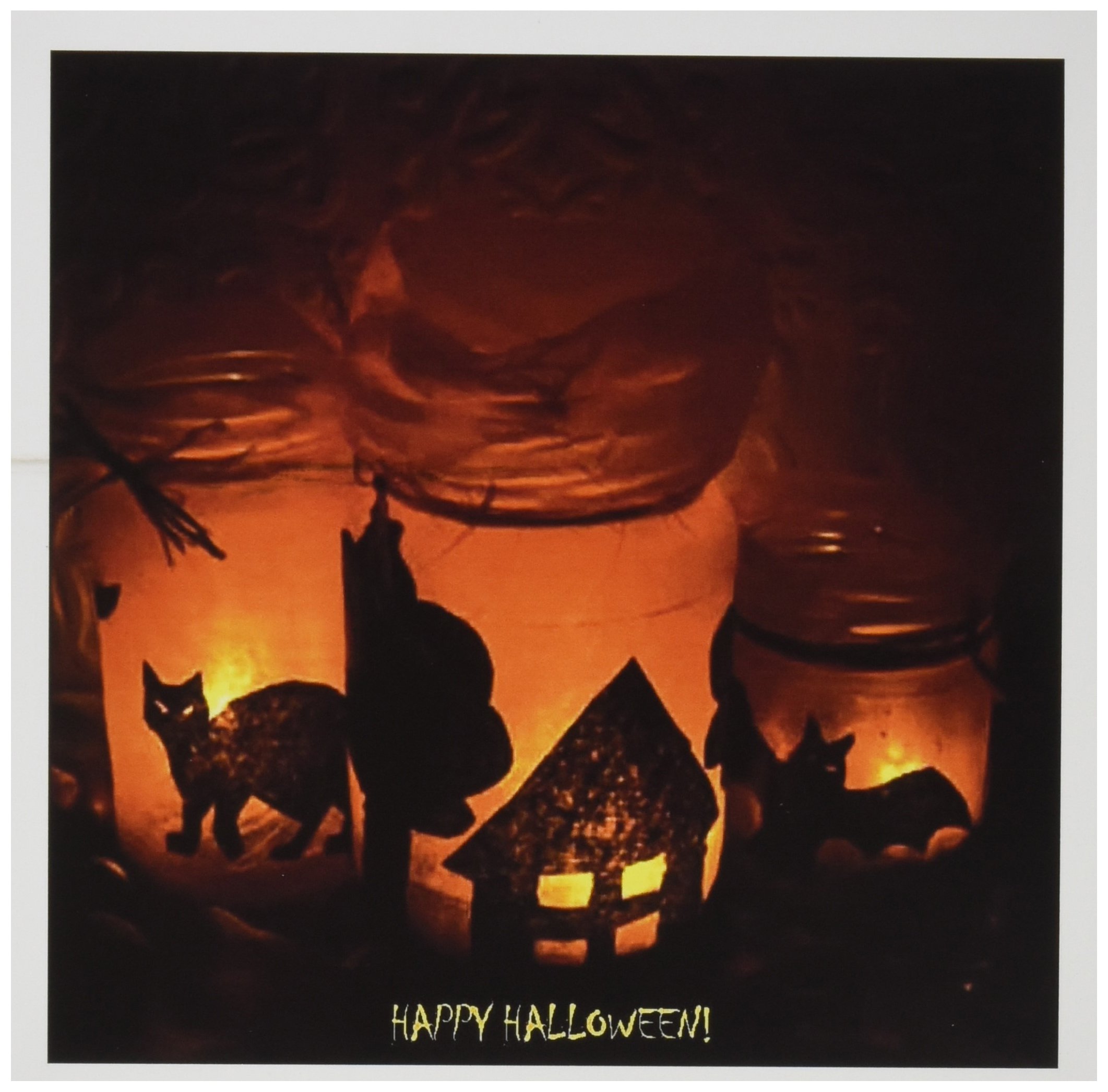 3dRoseHalloween Cat, House and Bat Luminaries Greeting Cards, 6 x 6 inches, Set of 12 (gc_6025_2)