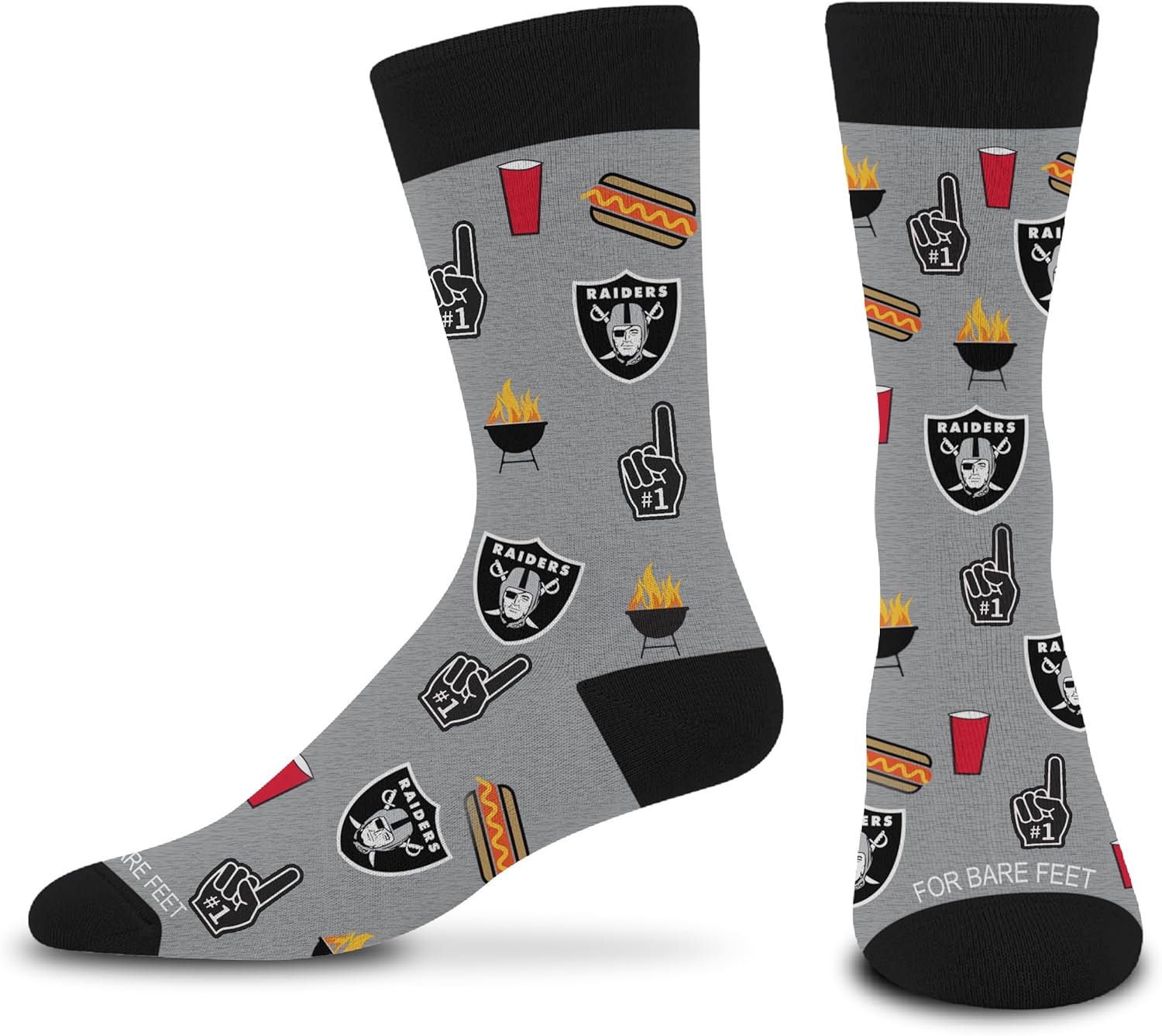 For Bare Feet NFL Unisex Tailgate Dress Crew Sock Team Colors
