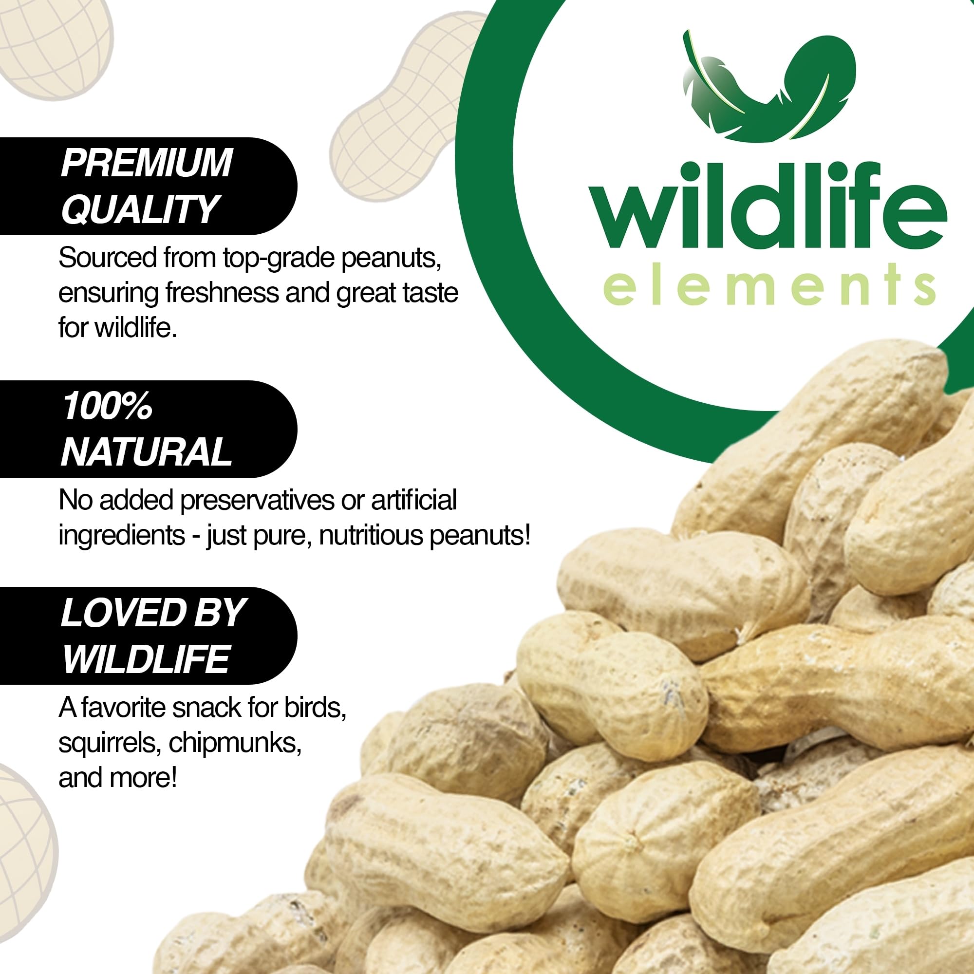 Wildlife Elements Peanut Party Unprocessed, Raw in-Shell Peanuts Wildlife Animal Food,10lb - Rich in Protein, Healthy Fats, and Essential Nutrients for Birds, Squirrels & Waterfowl