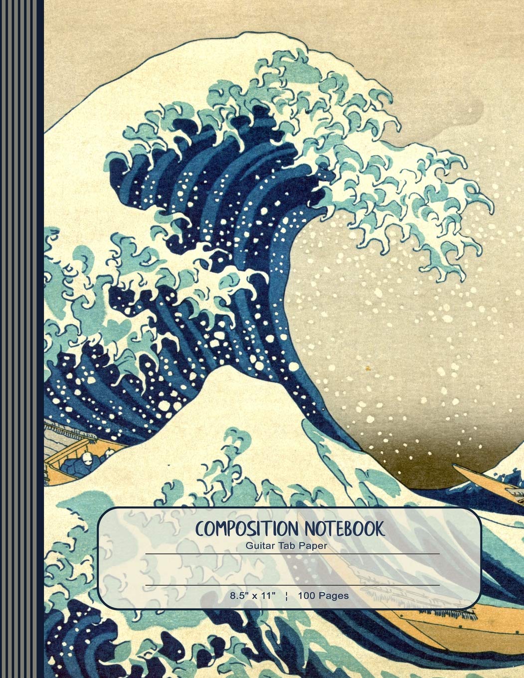 Composition Notebook: Journal (Large) - Guitar Tab Music Paper Book - Hokusai Wave Japanese Art