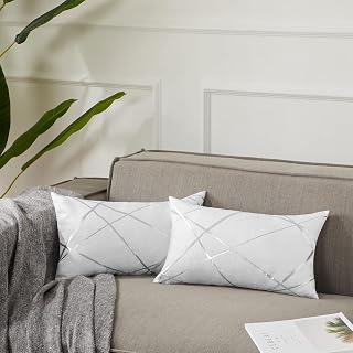 GIGIZAZA Kissenbezug 30x50 cm Kissenhülle Weiß Kissenbezüge Dekokissen Fall für Sofa Schlafzimmer Wohnzimmer 2er Set