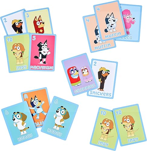 El juego de cartas 5 en 1 de Bluey incluye 53 cartas gigantes.